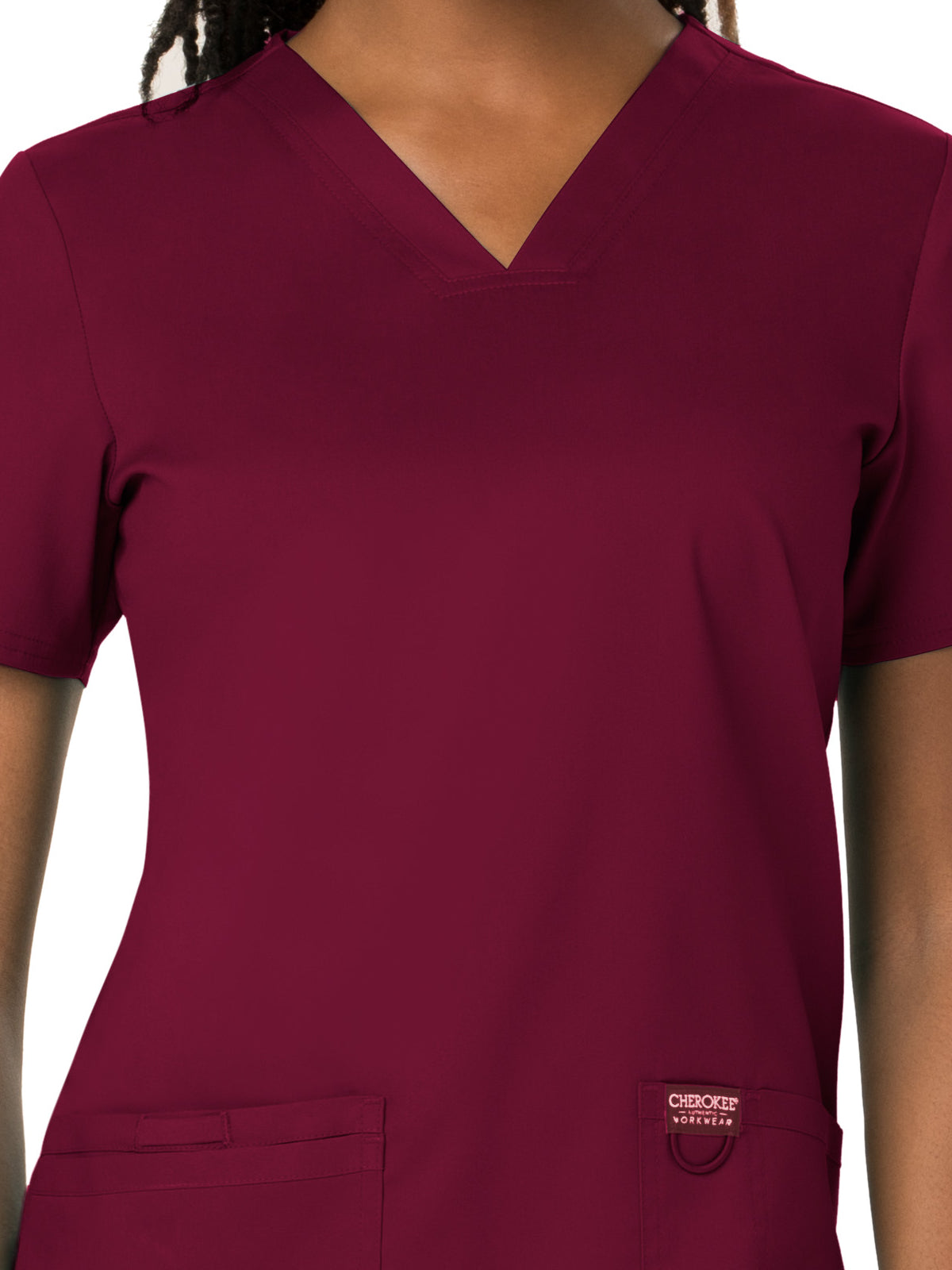 Women's 3-Pocket V-Neck Top - WW620 - Wine