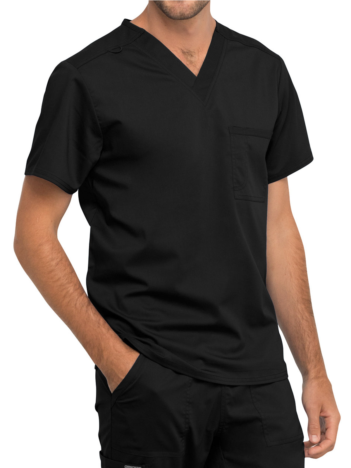 Unisex 1-Pocket Tuckable V-Neck Top - WW625 - Black