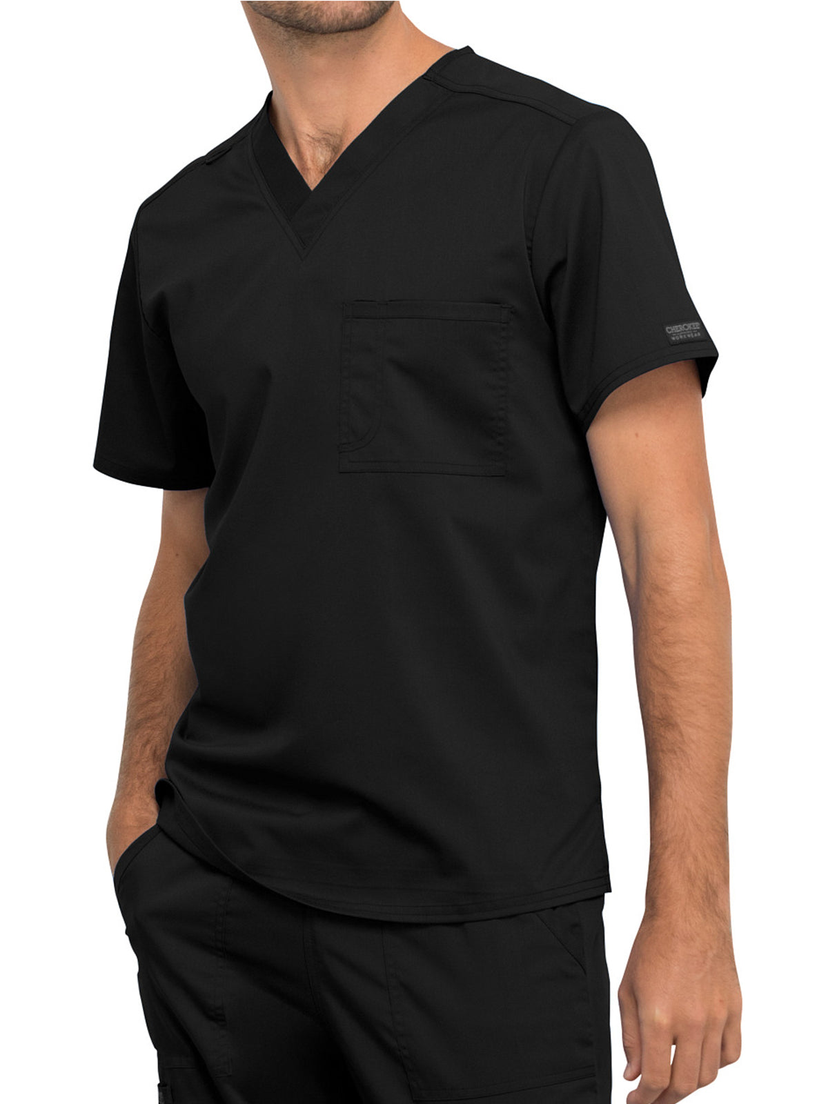 Unisex 1-Pocket Tuckable V-Neck Top - WW625 - Black