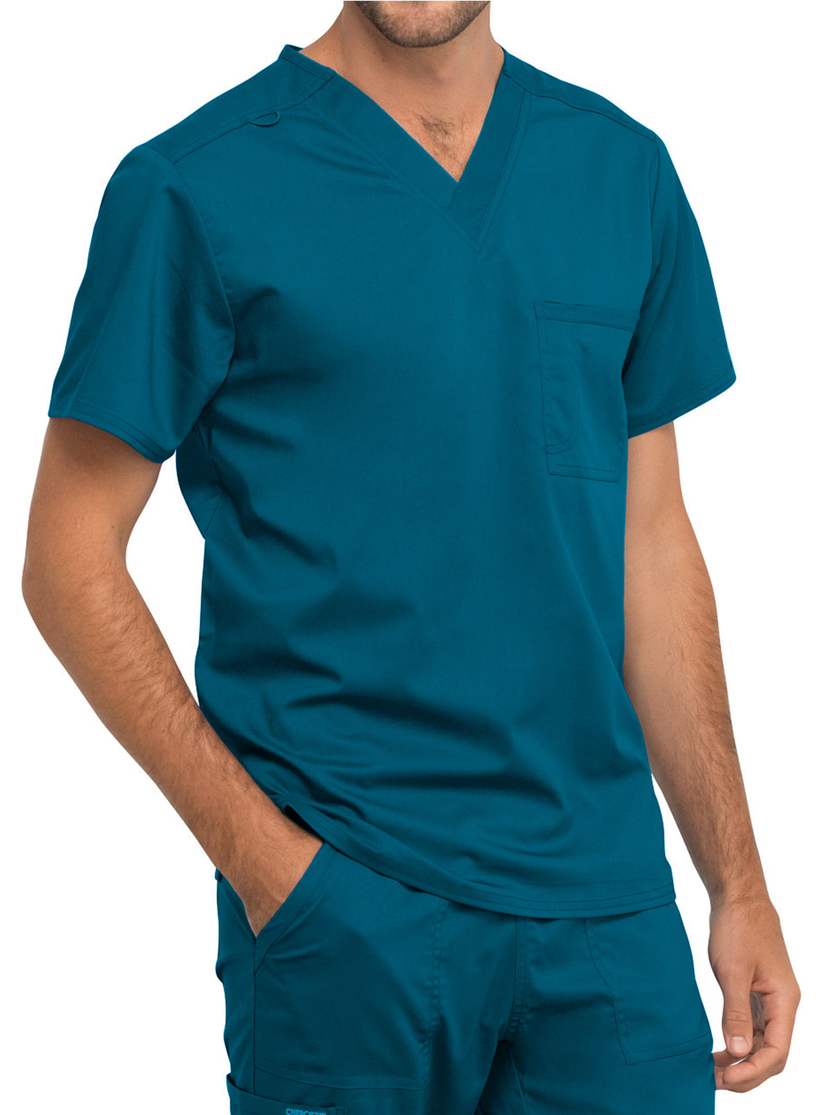Unisex 1-Pocket Tuckable V-Neck Top - WW625 - Caribbean Blue