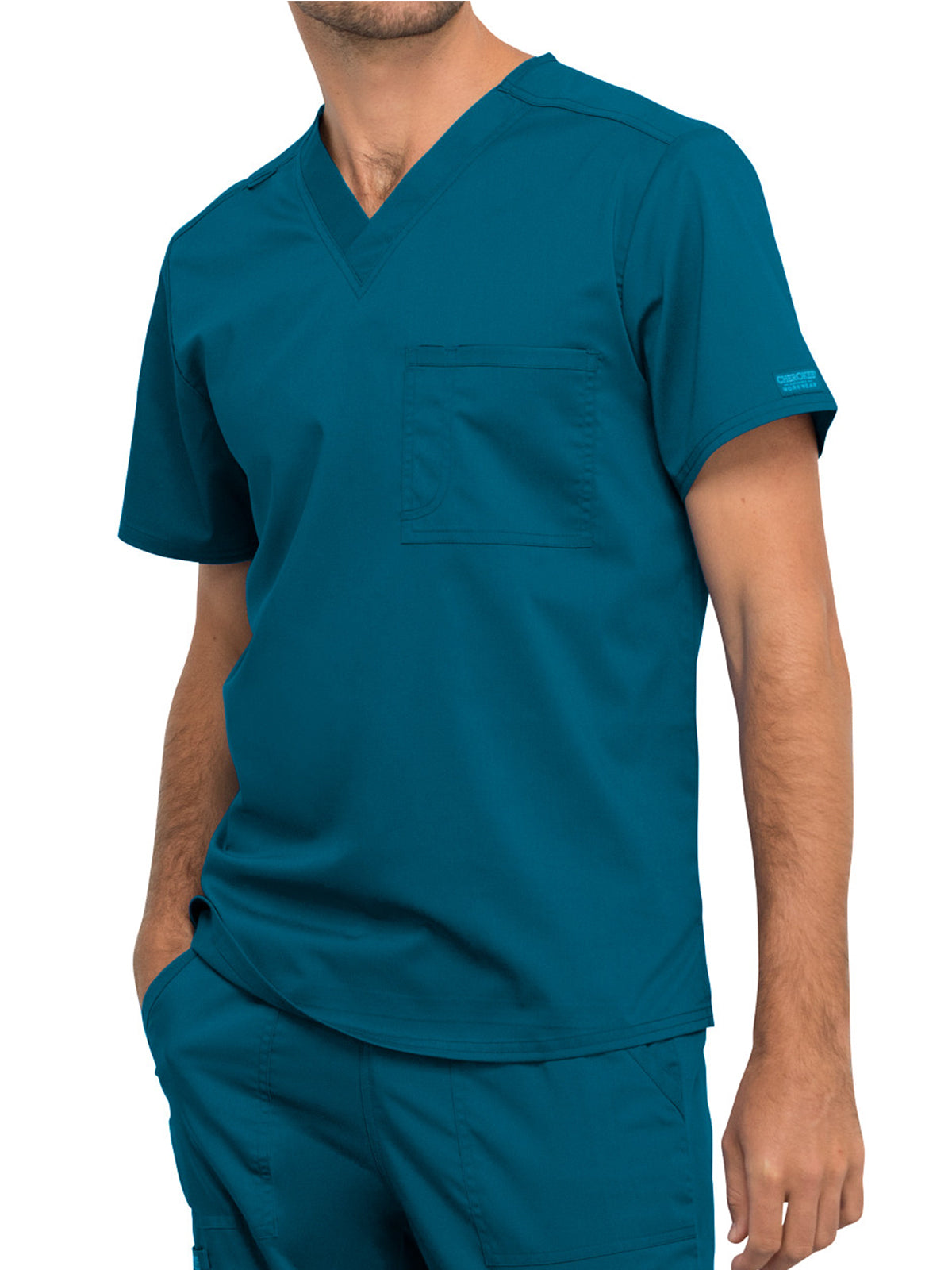 Unisex 1-Pocket Tuckable V-Neck Top - WW625 - Caribbean Blue