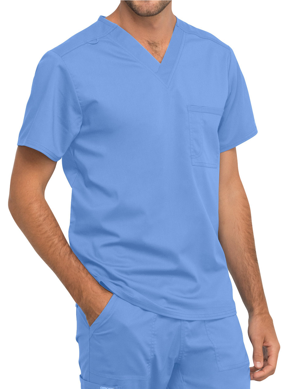 Unisex 1-Pocket Tuckable V-Neck Top - WW625 - Ciel Blue