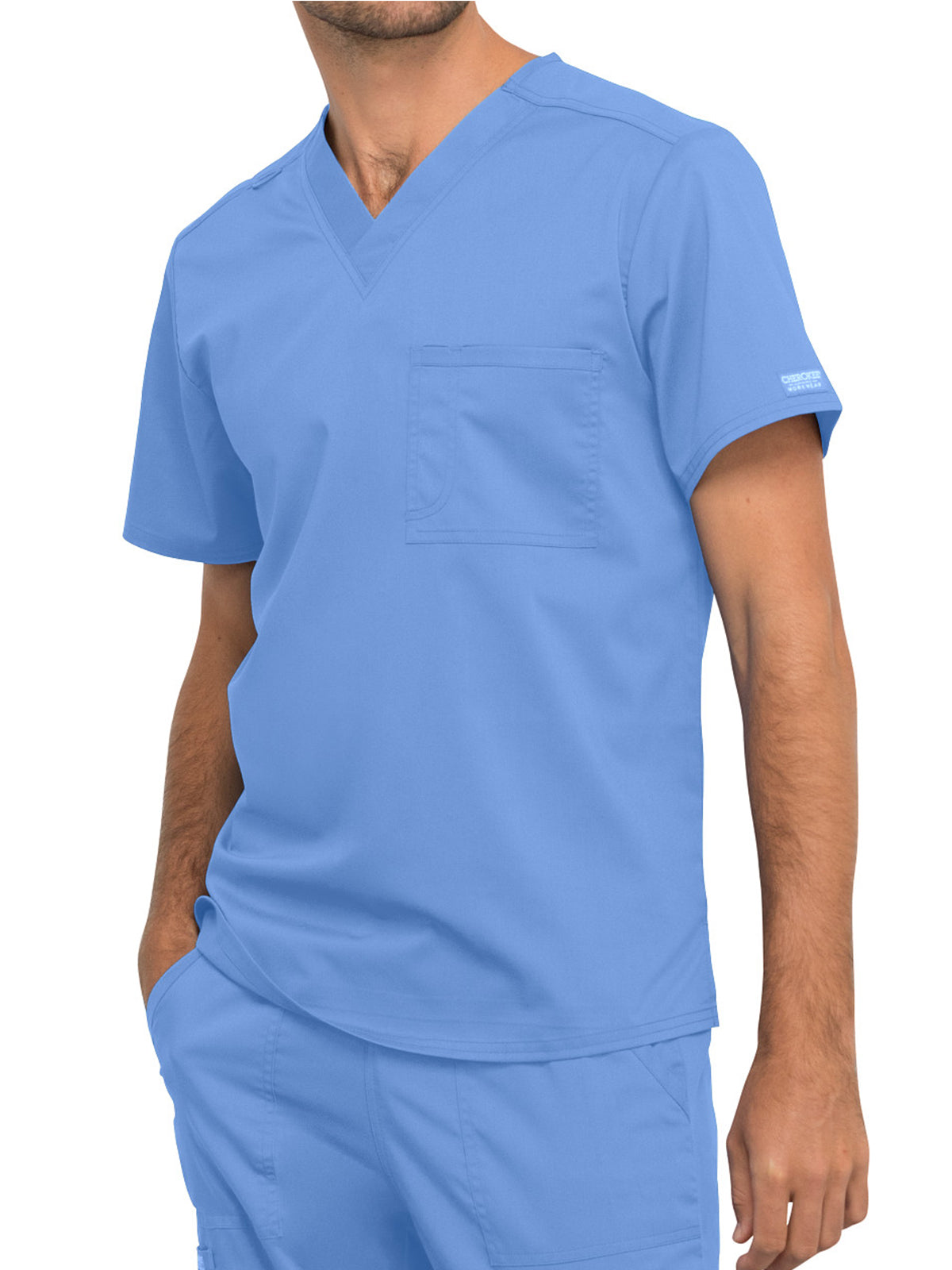Unisex 1-Pocket Tuckable V-Neck Top - WW625 - Ciel Blue