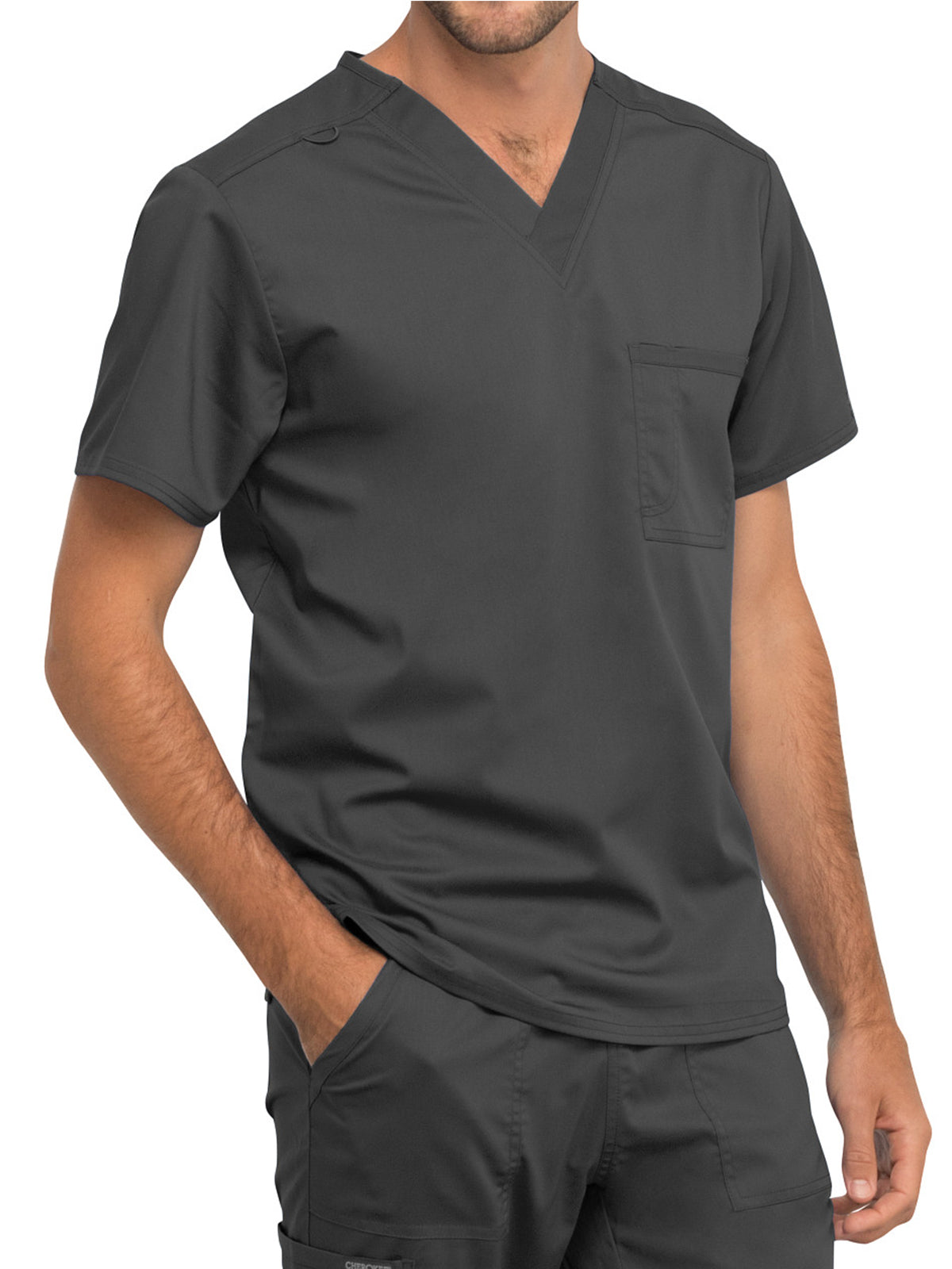 Unisex 1-Pocket Tuckable V-Neck Top - WW625 - Pewter