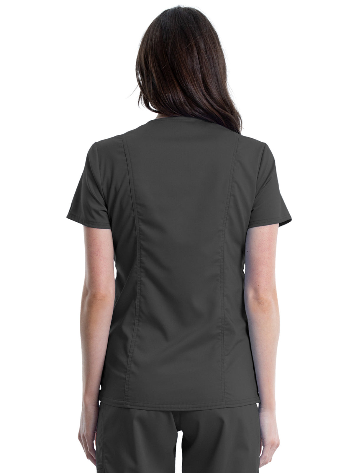 Women's 2-Pocket Maternity Mock Wrap Top - WW688 - Pewter