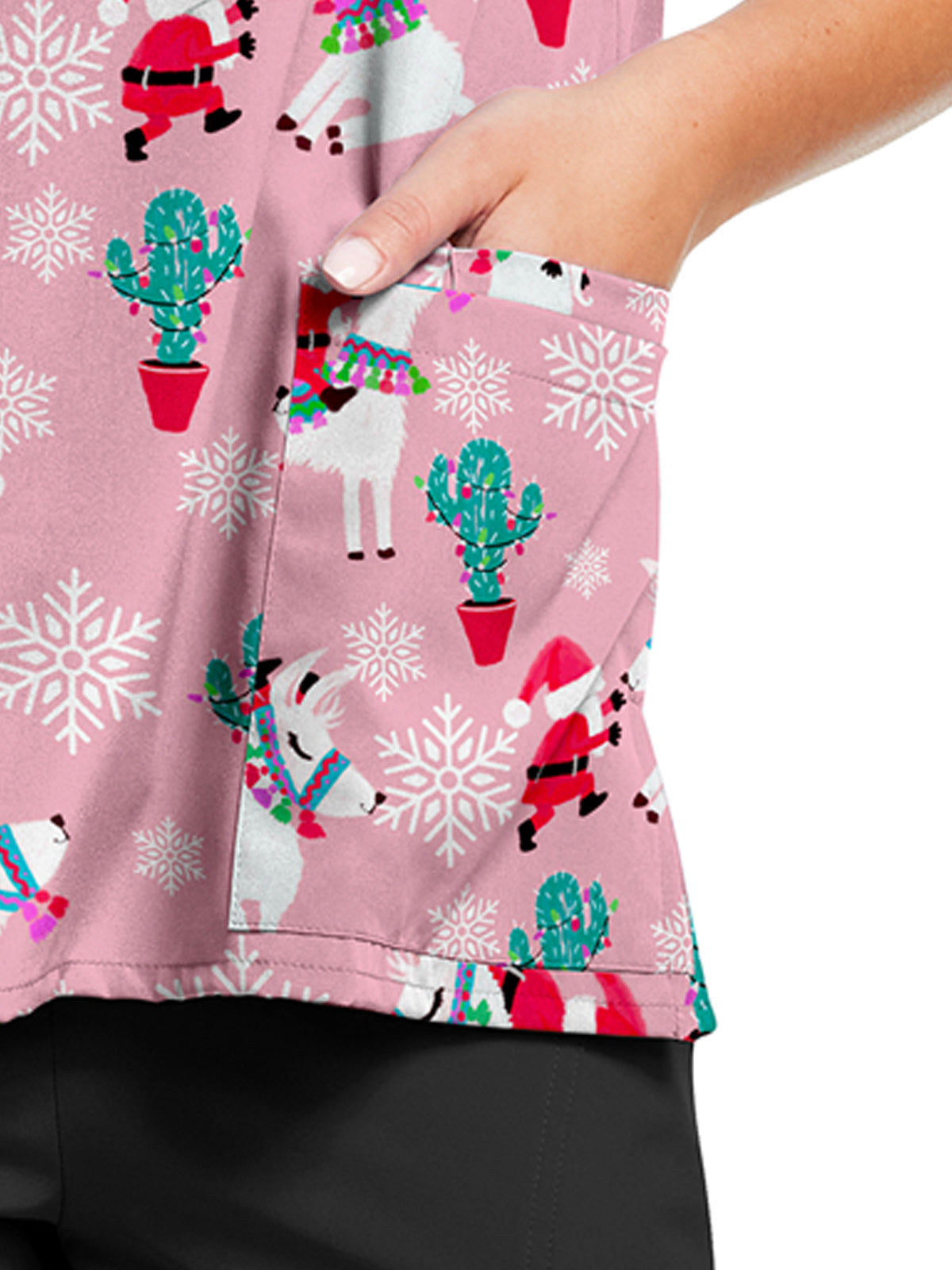 Women's 3-Pocket V-Neck Printed Top - 618 - Desert Snow