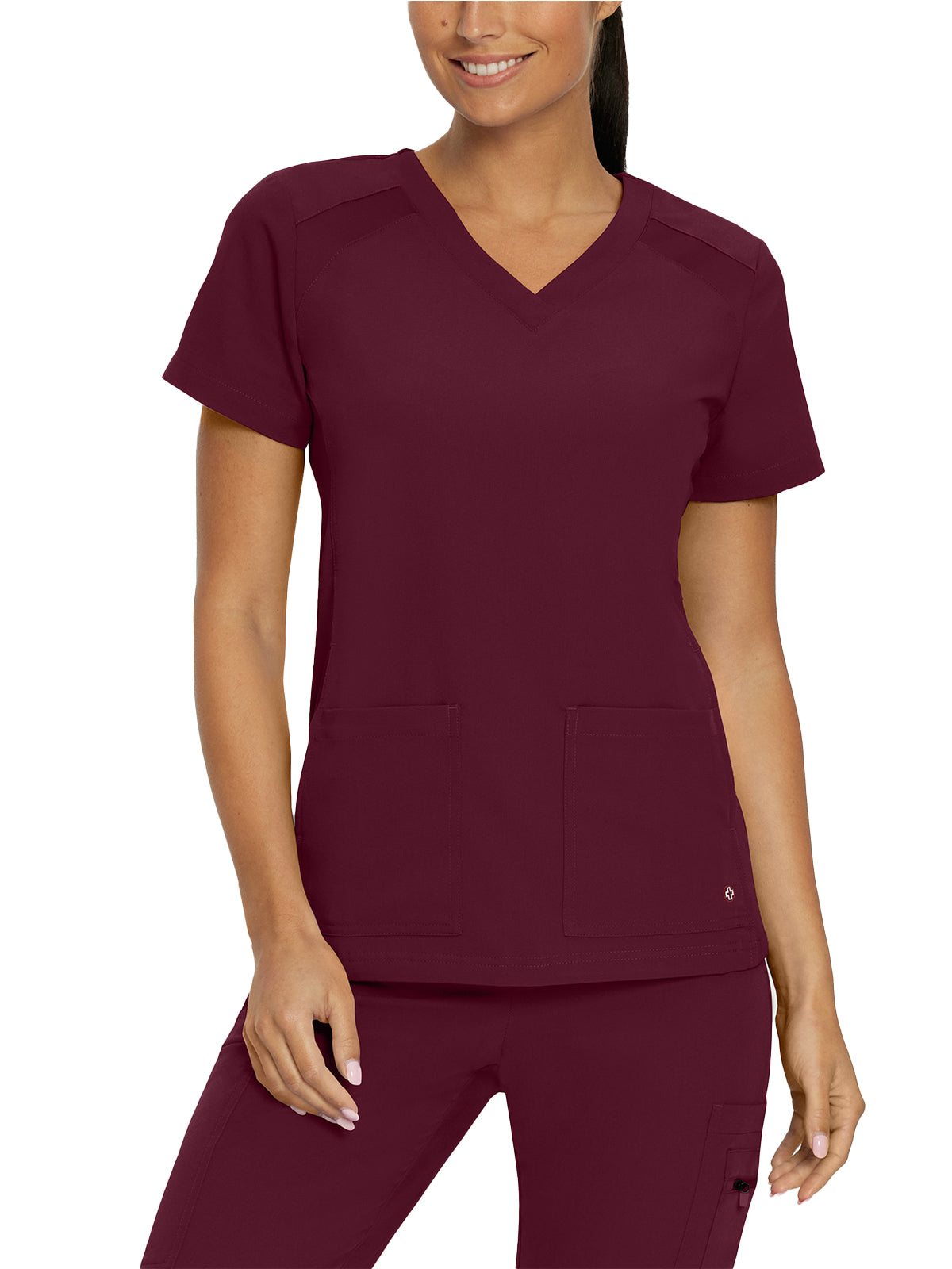 Women's 4-Pocket V-Neck Top - 950 - Wine (Burgundy)