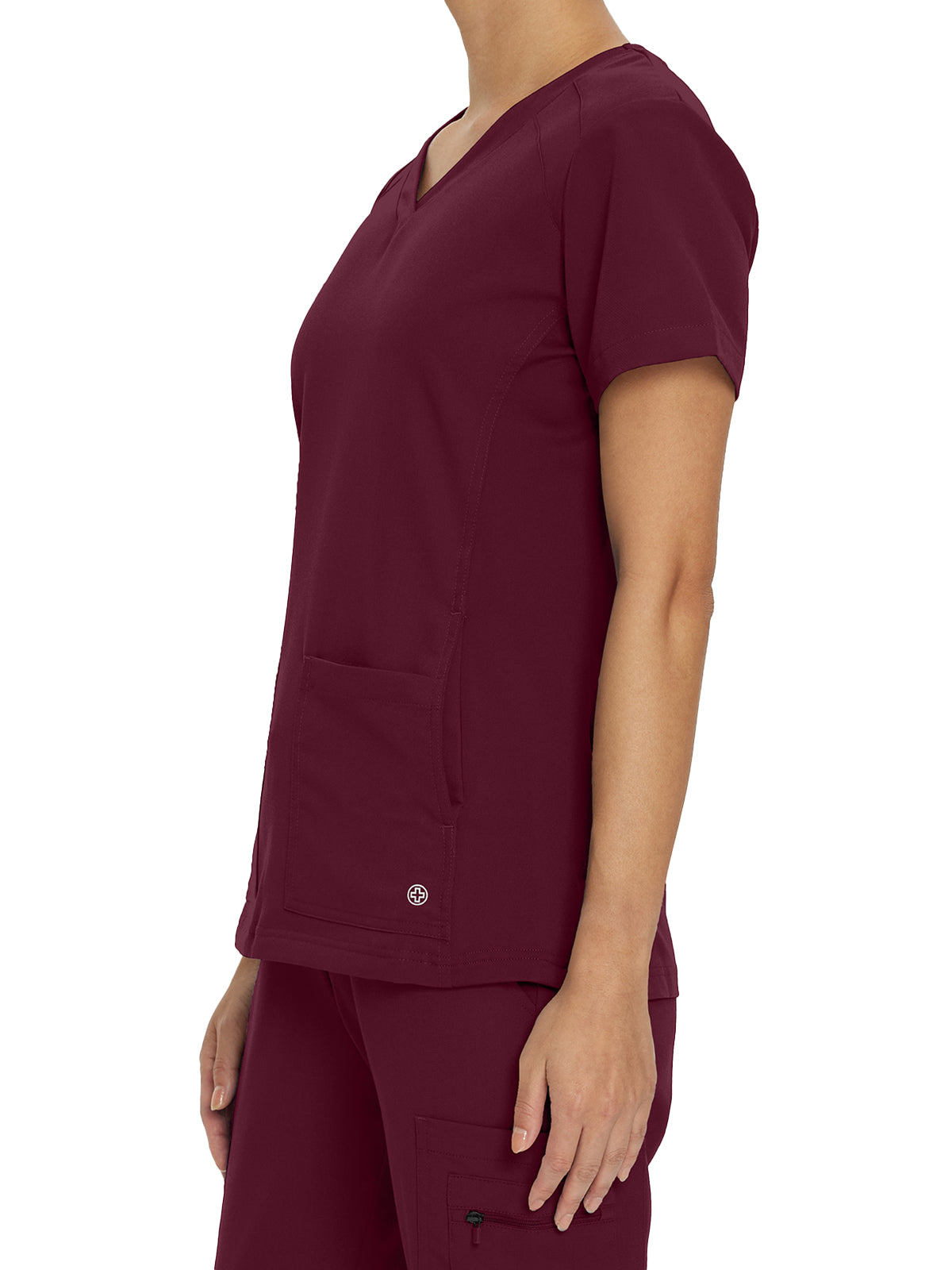 Women's 4-Pocket V-Neck Top - 950 - Wine (Burgundy)