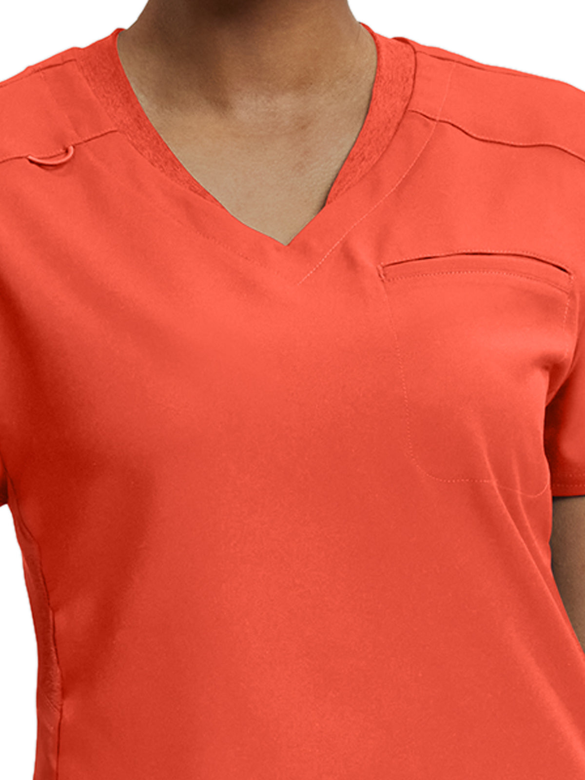 Women's Knit Collar V-Neck Top - WT119 - Coral Sunset