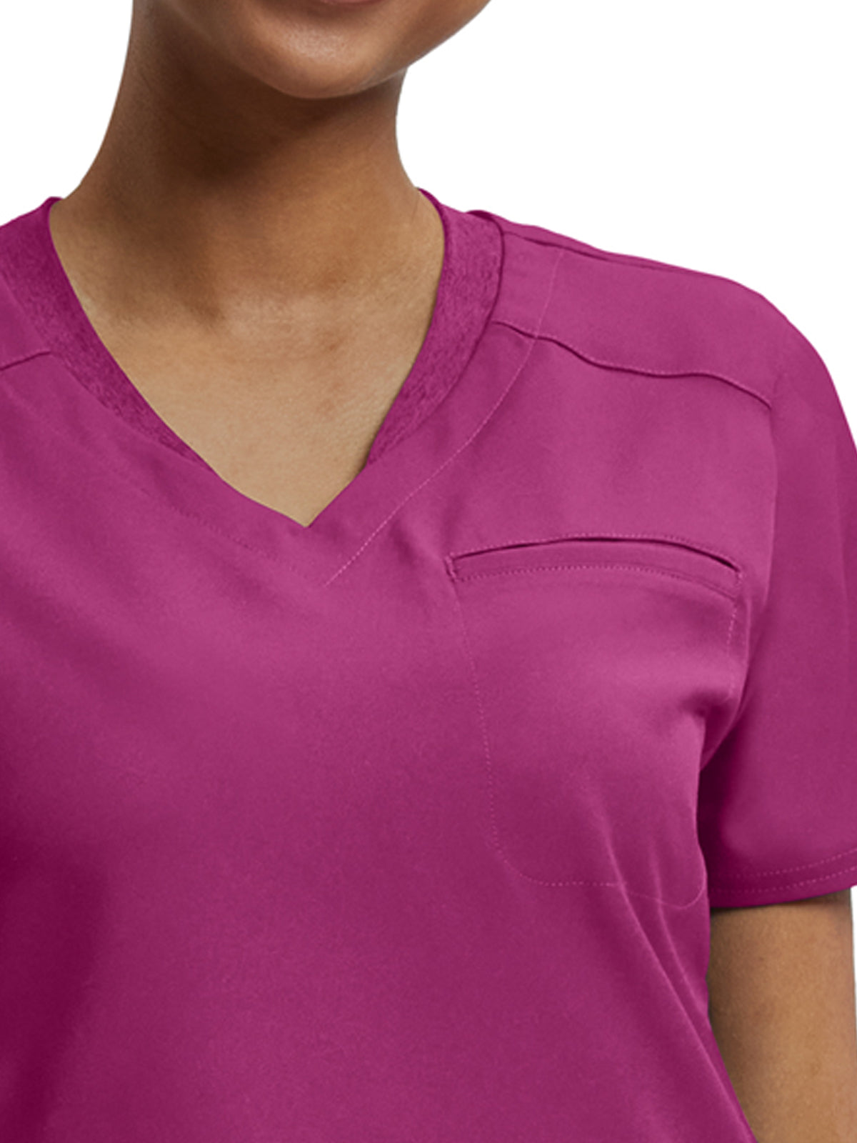Women's Knit Collar V-Neck Top - WT119 - Electric Purple
