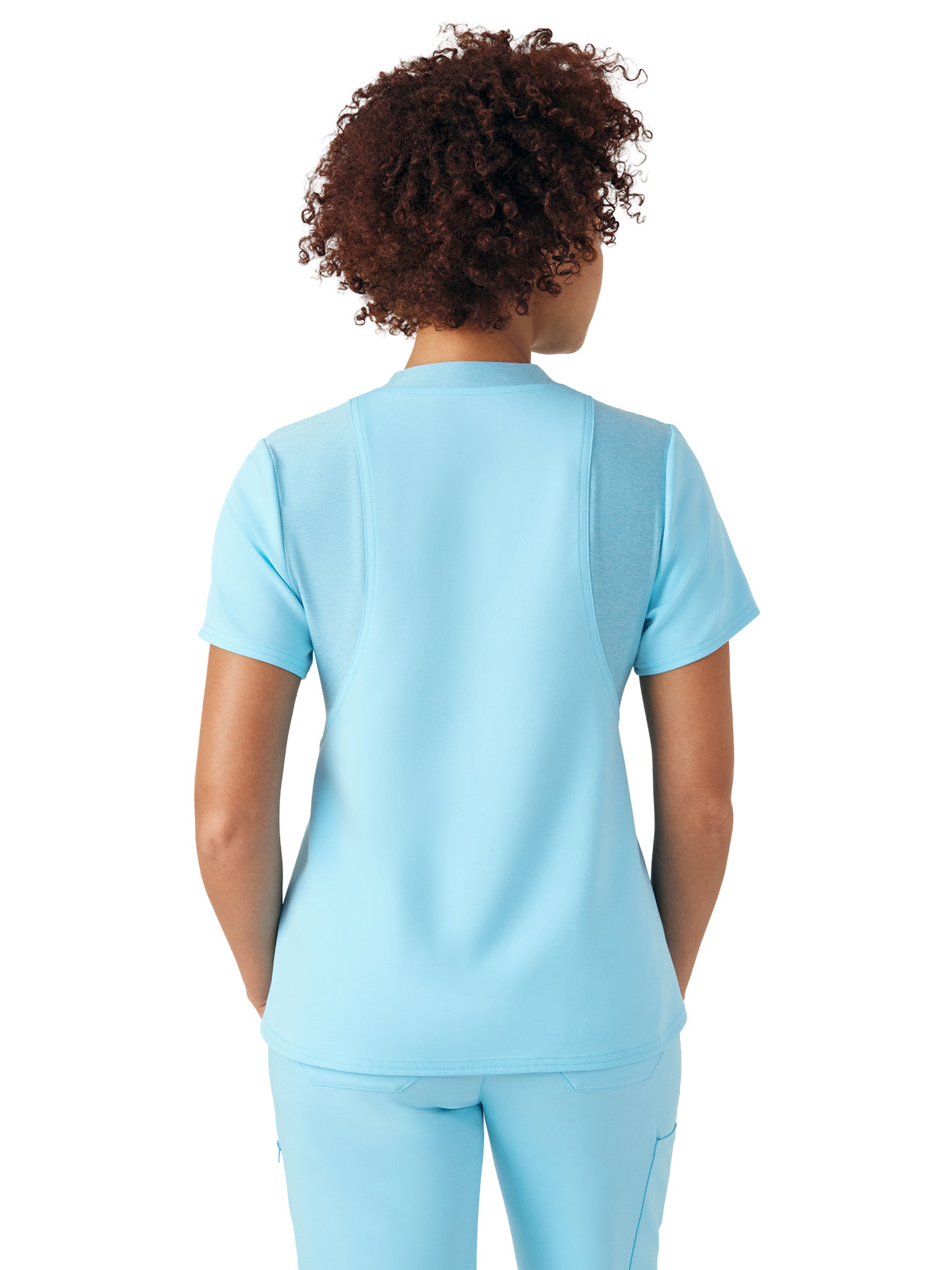 Women's Knit Collar V-Neck Top - WT119 - Island Blue