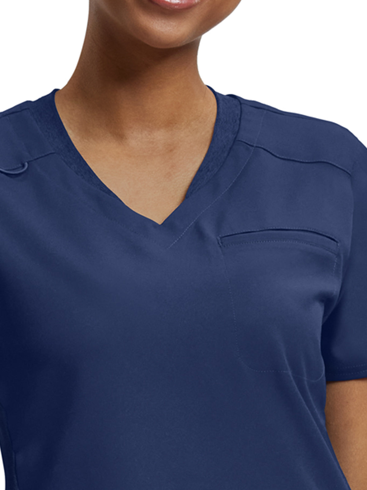 Women's Knit Collar V-Neck Top - WT119 - Navy