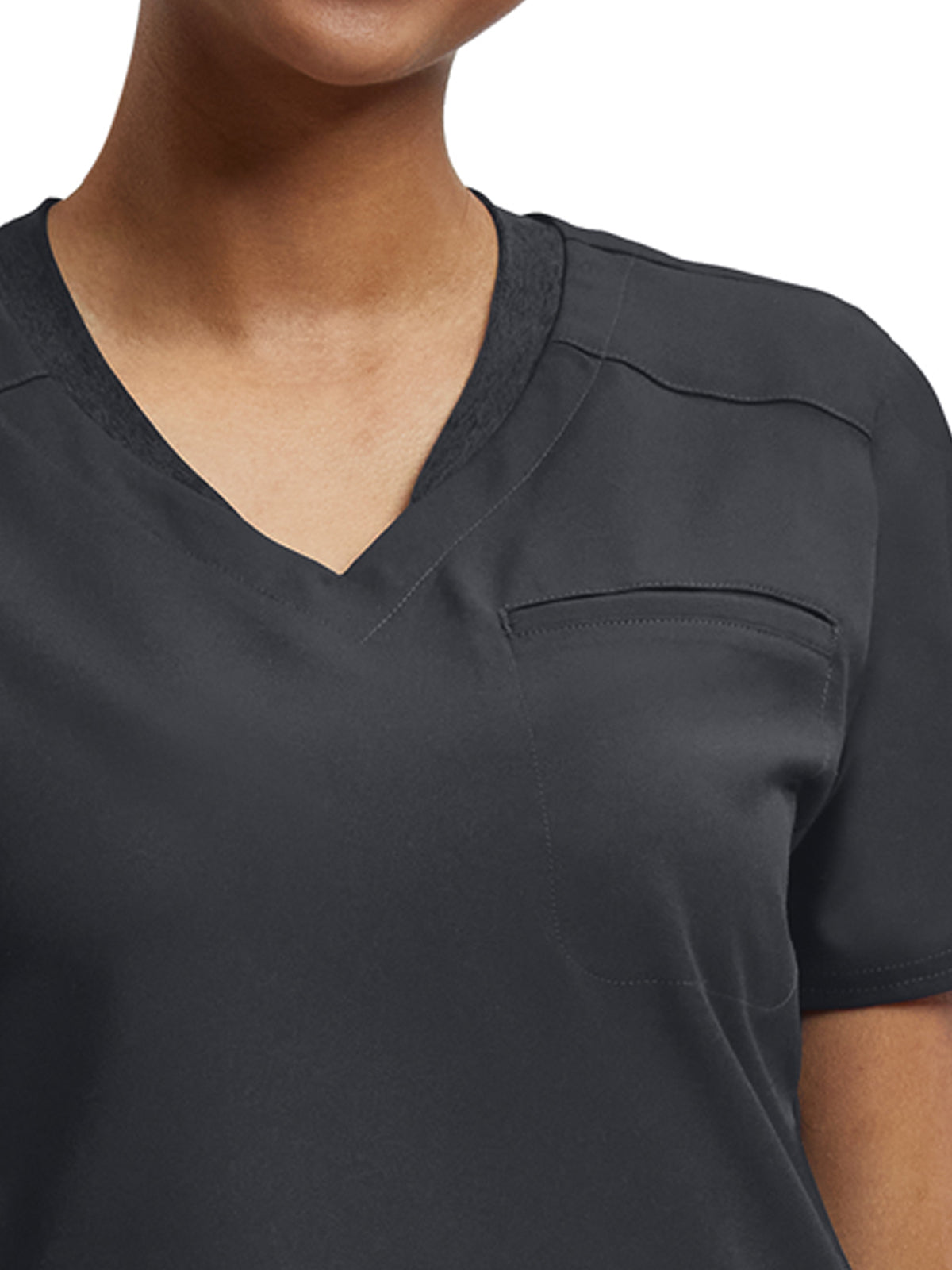 Women's Knit Collar V-Neck Top - WT119 - Pewter