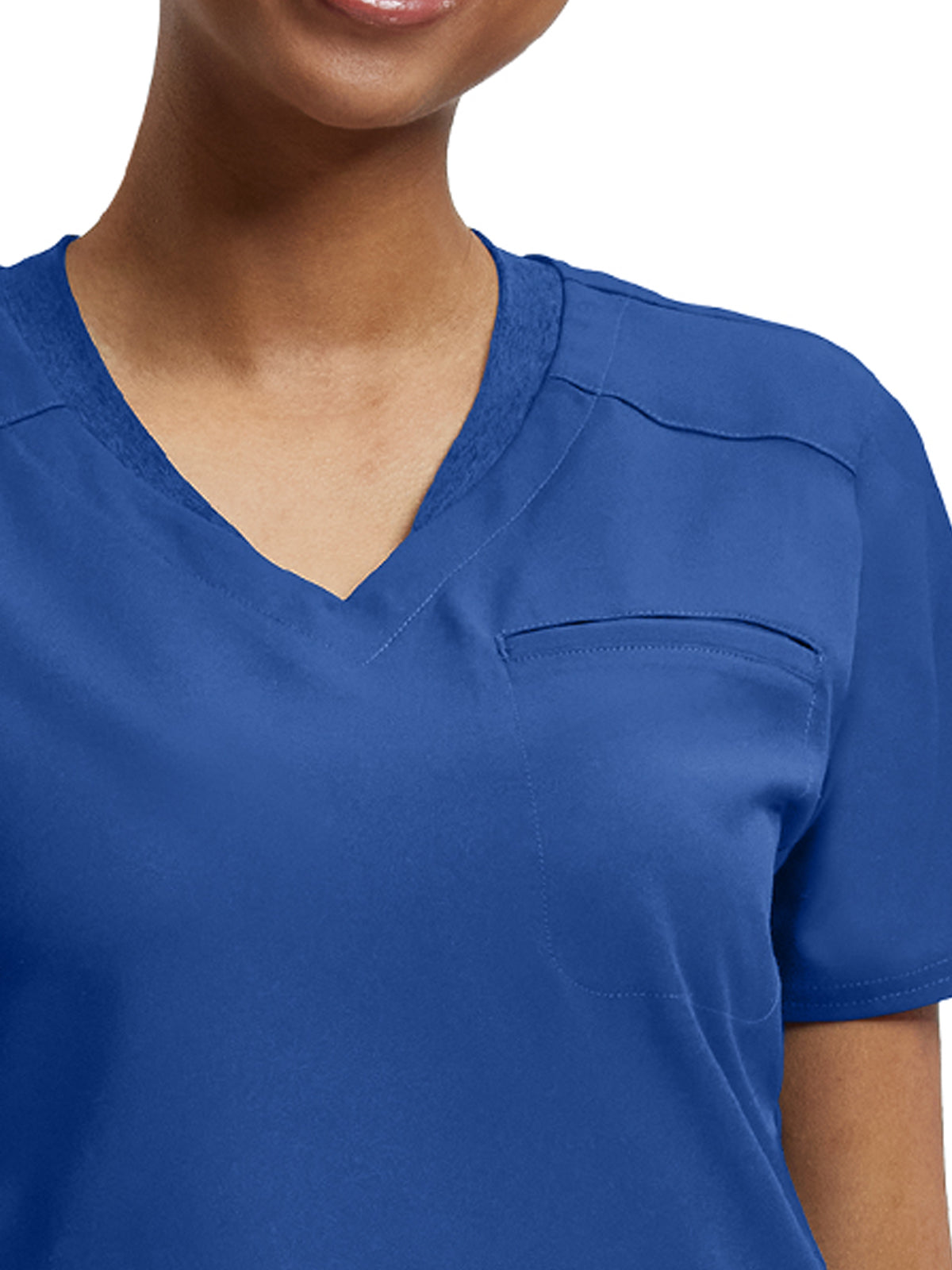 Women's Knit Collar V-Neck Top - WT119 - Royal