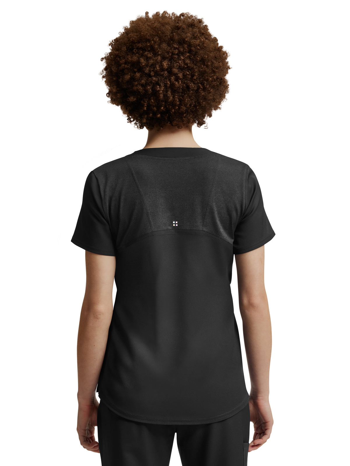 Women's Curved V-Neckline Top - WT121 - Black