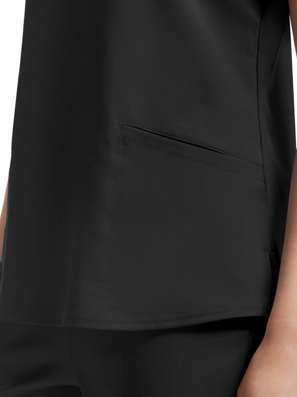 Women's Curved V-Neckline Top - WT121 - Black