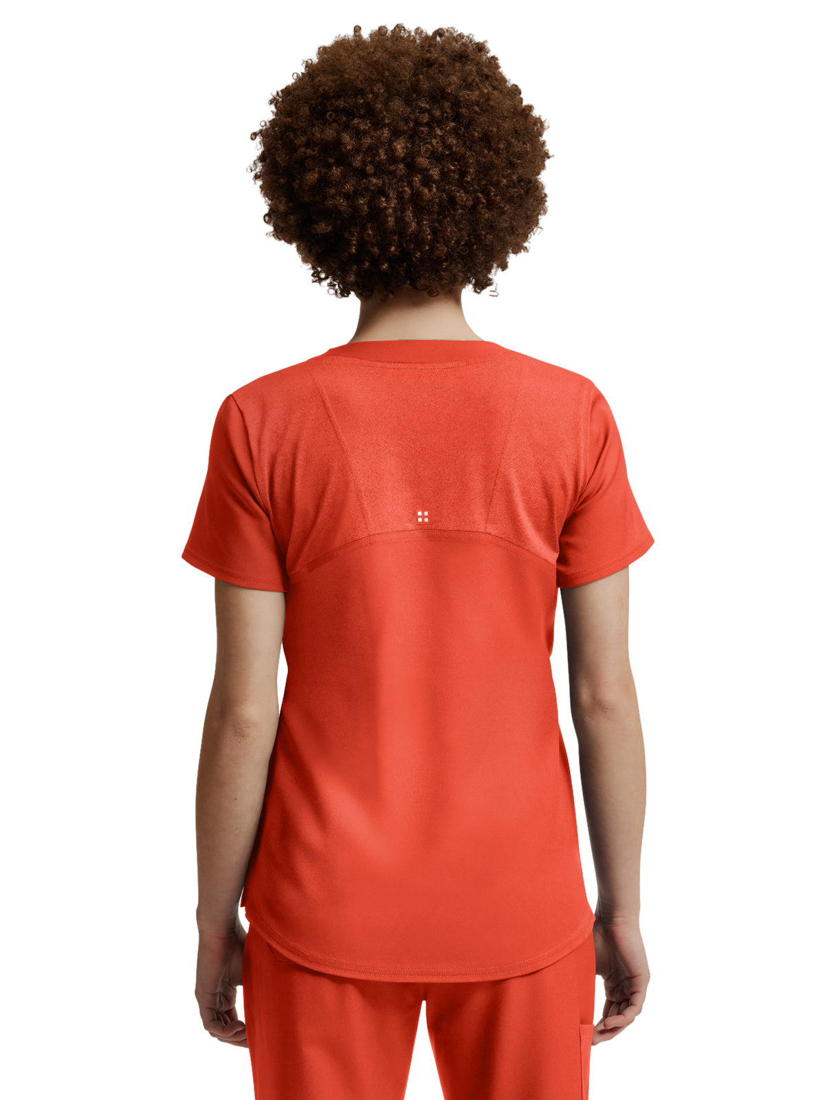 Women's Curved V-Neckline Top - WT121 - Coral Sunset