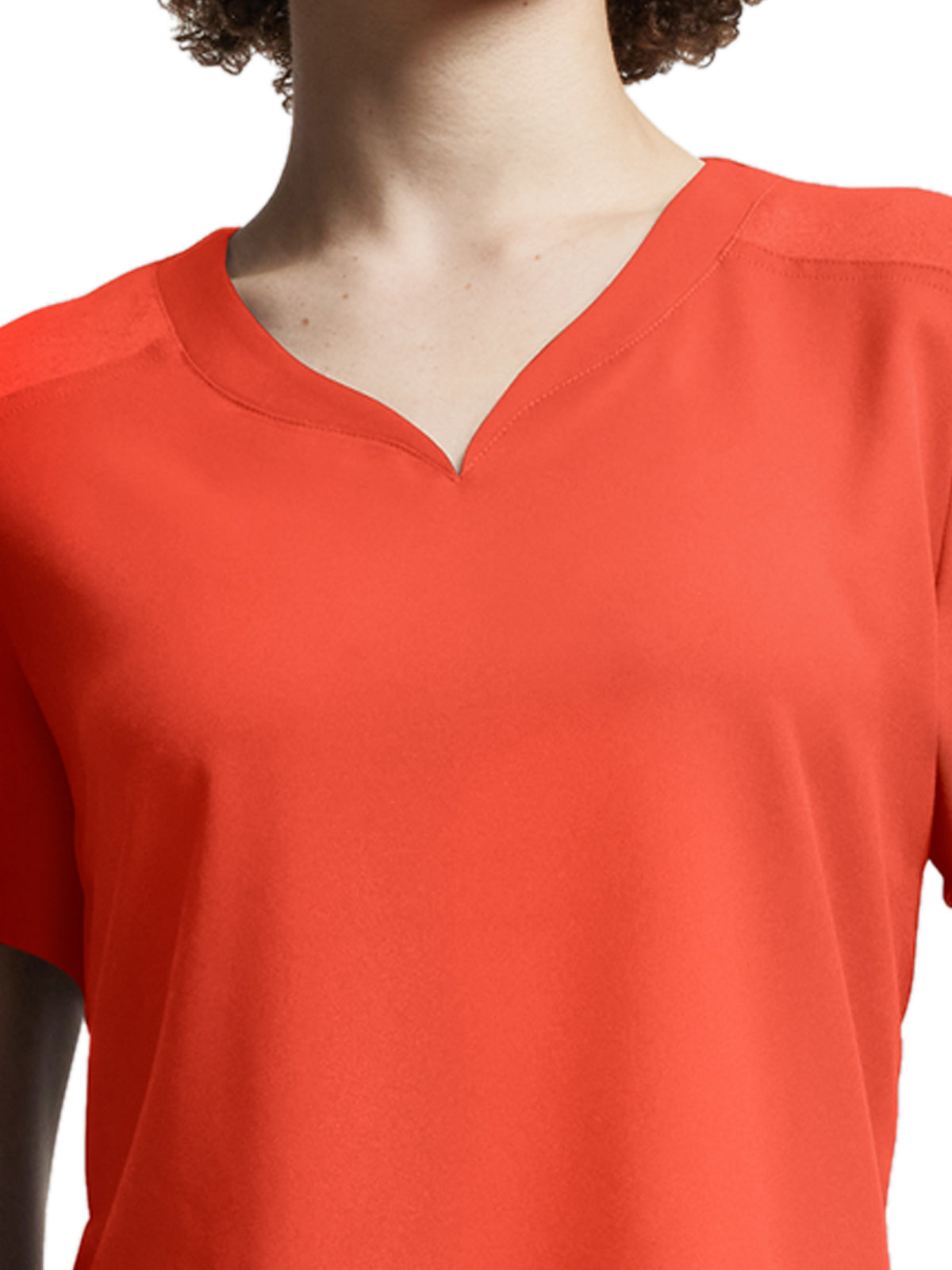 Women's Curved V-Neckline Top - WT121 - Coral Sunset