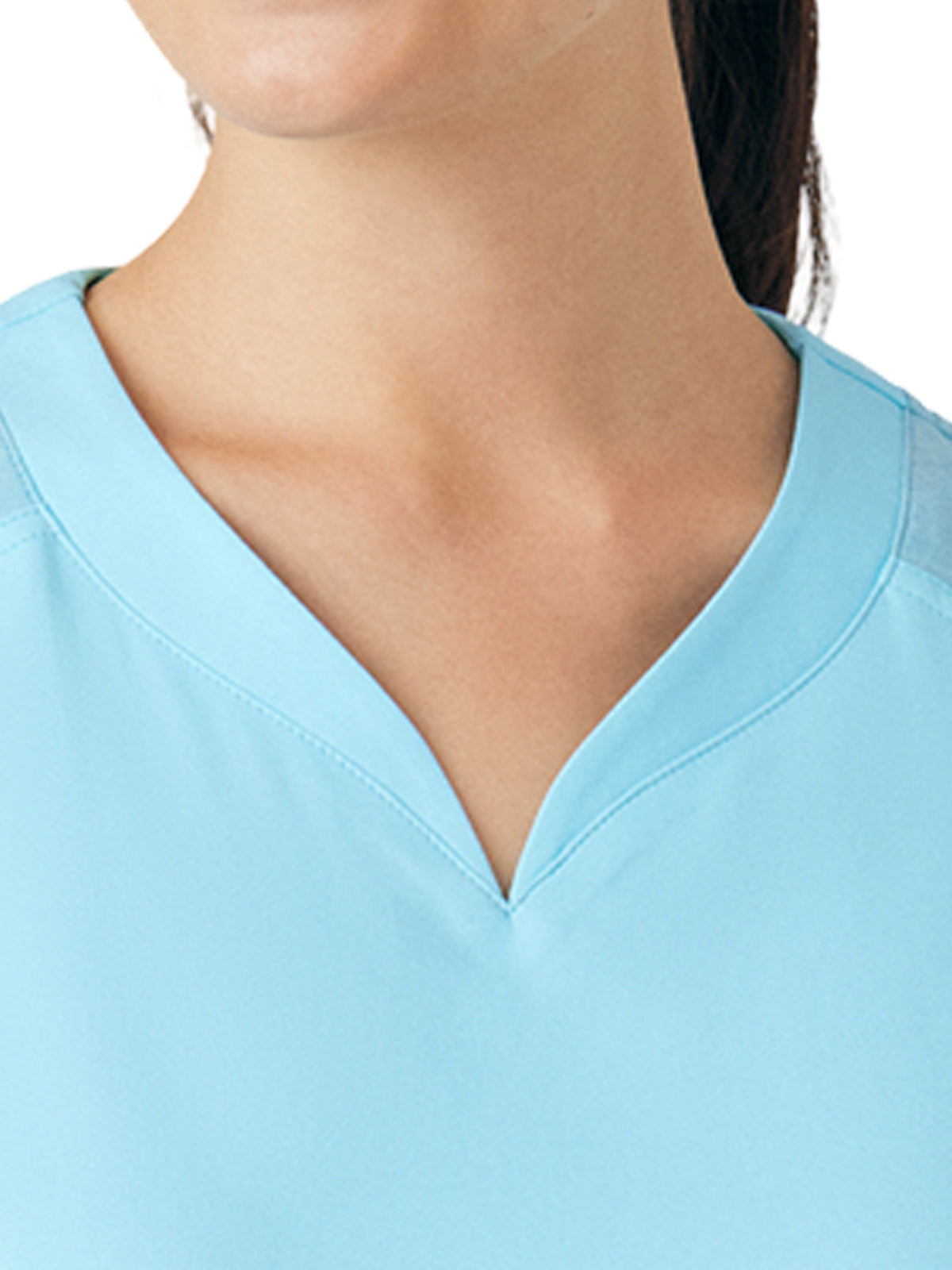 Women's Curved V-Neckline Top - WT121 - Island Blue