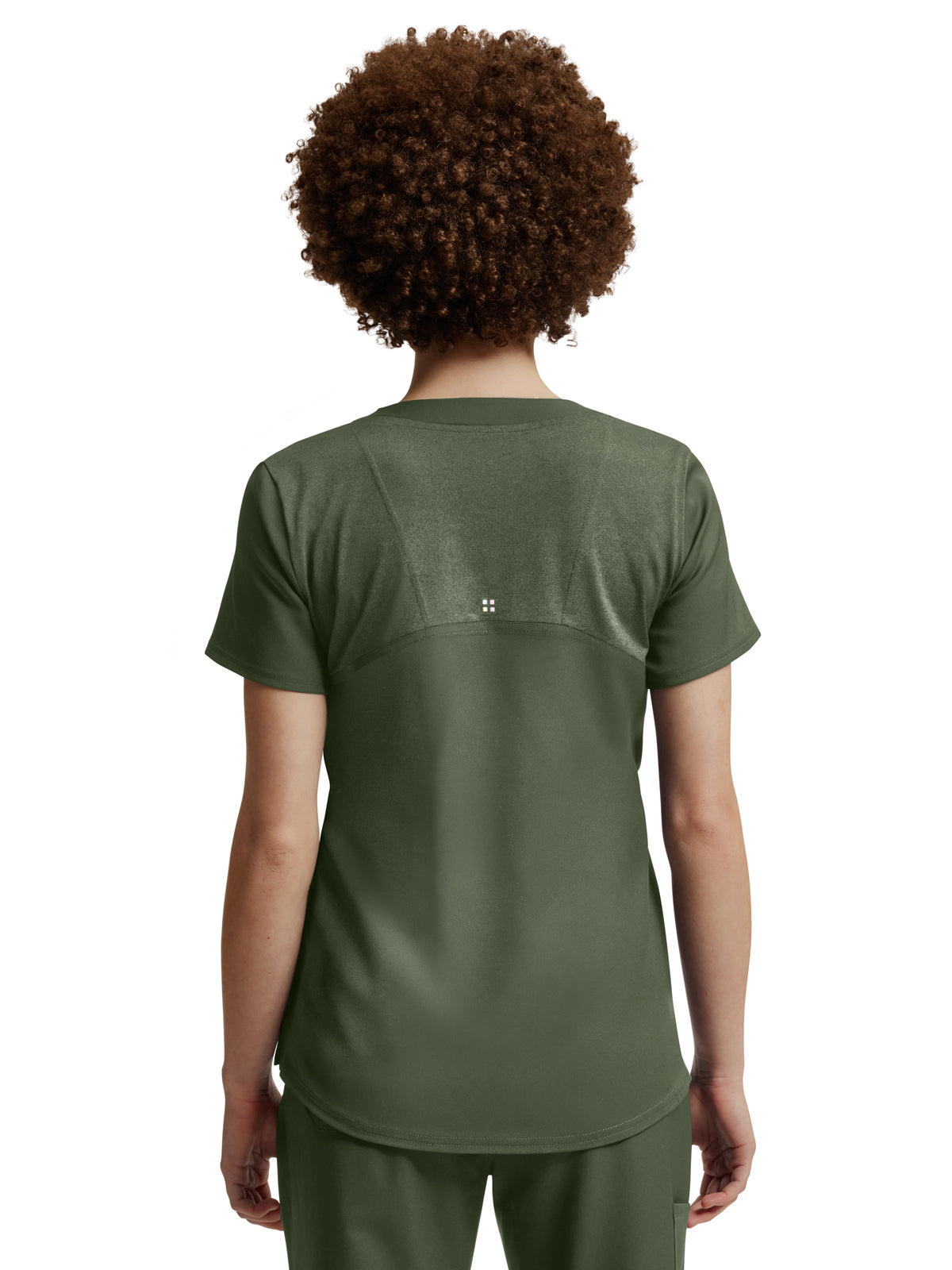 Women's Curved V-Neckline Top - WT121 - Olive