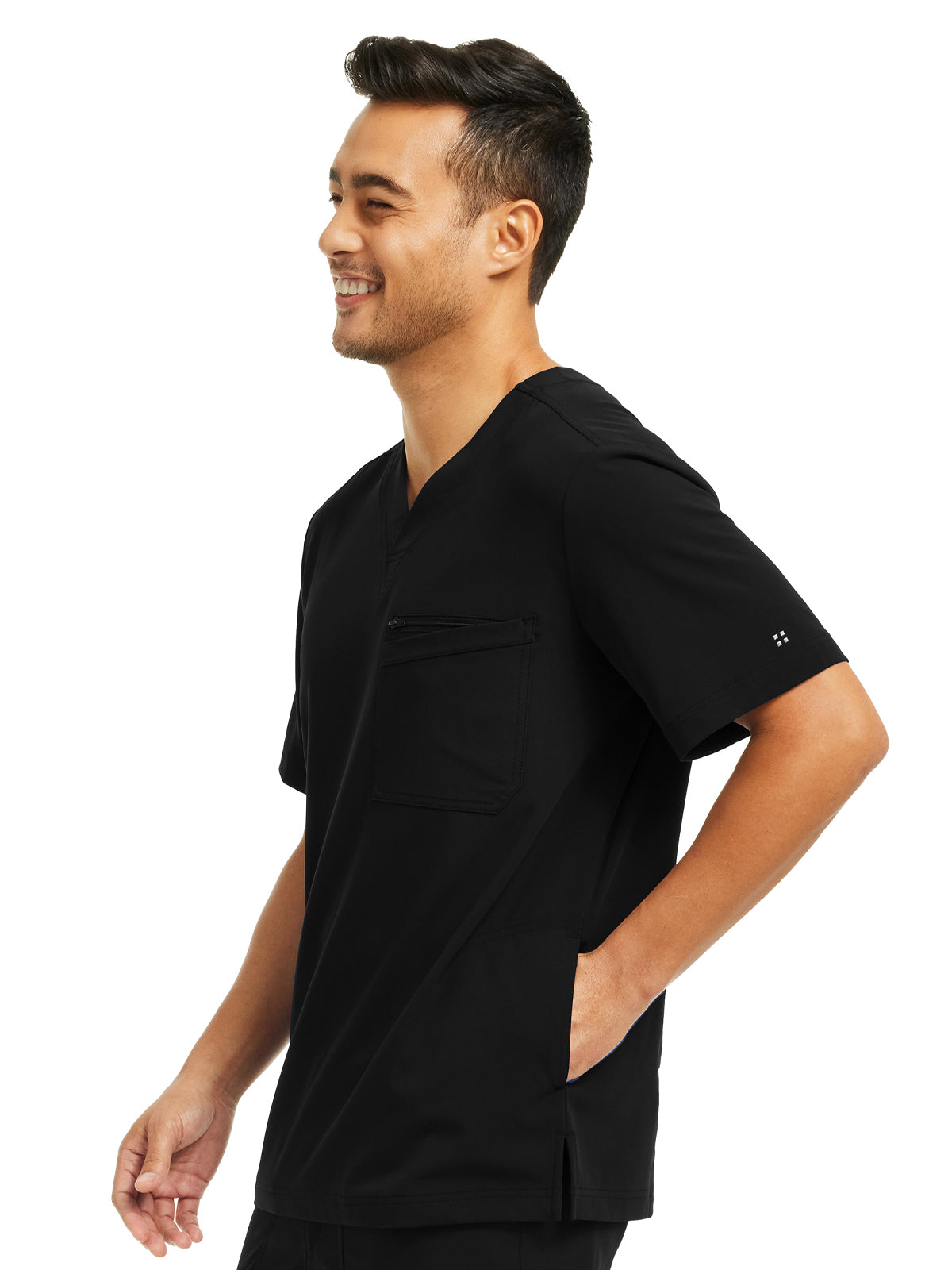 Men's 4-Pocket V-Neck Top - WT151 - Black