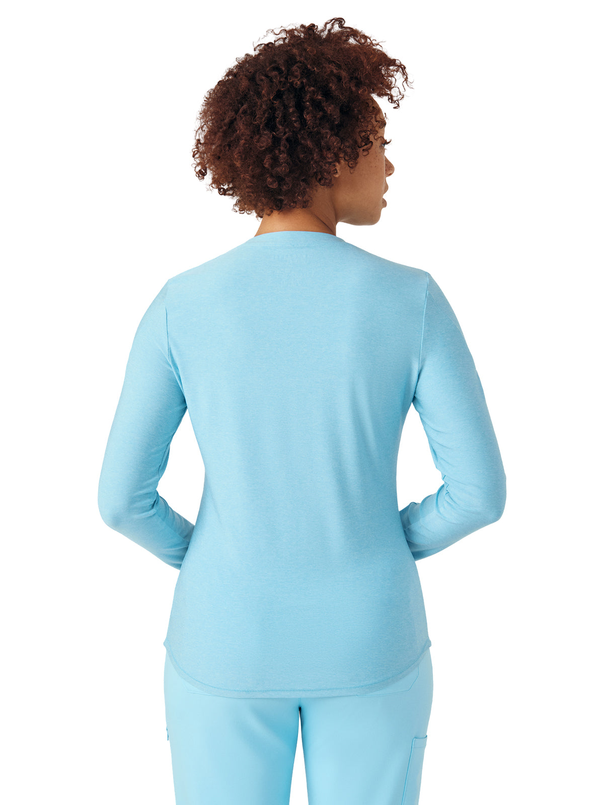 Women's Shirttail Hemline Underscrub Tee - WT311 - Heather Island Blue
