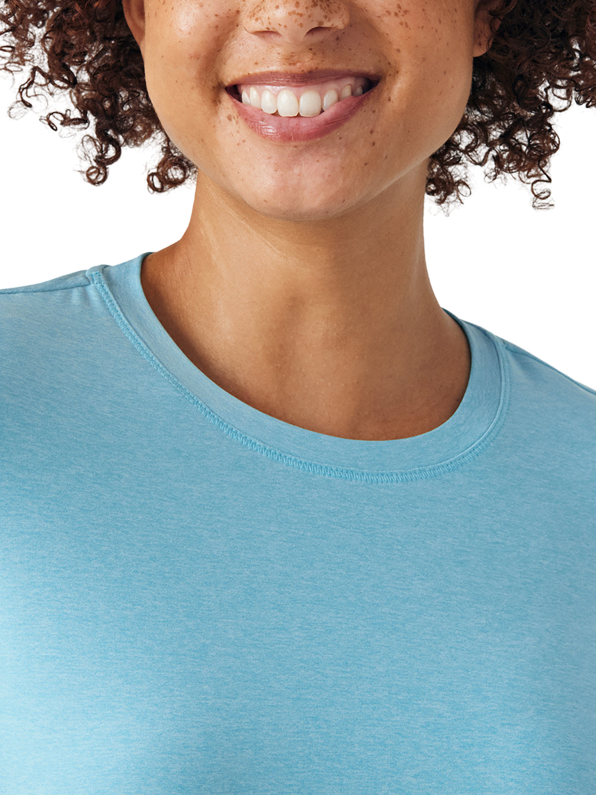 Women's Shirttail Hemline Underscrub Tee - WT311 - Heather Island Blue