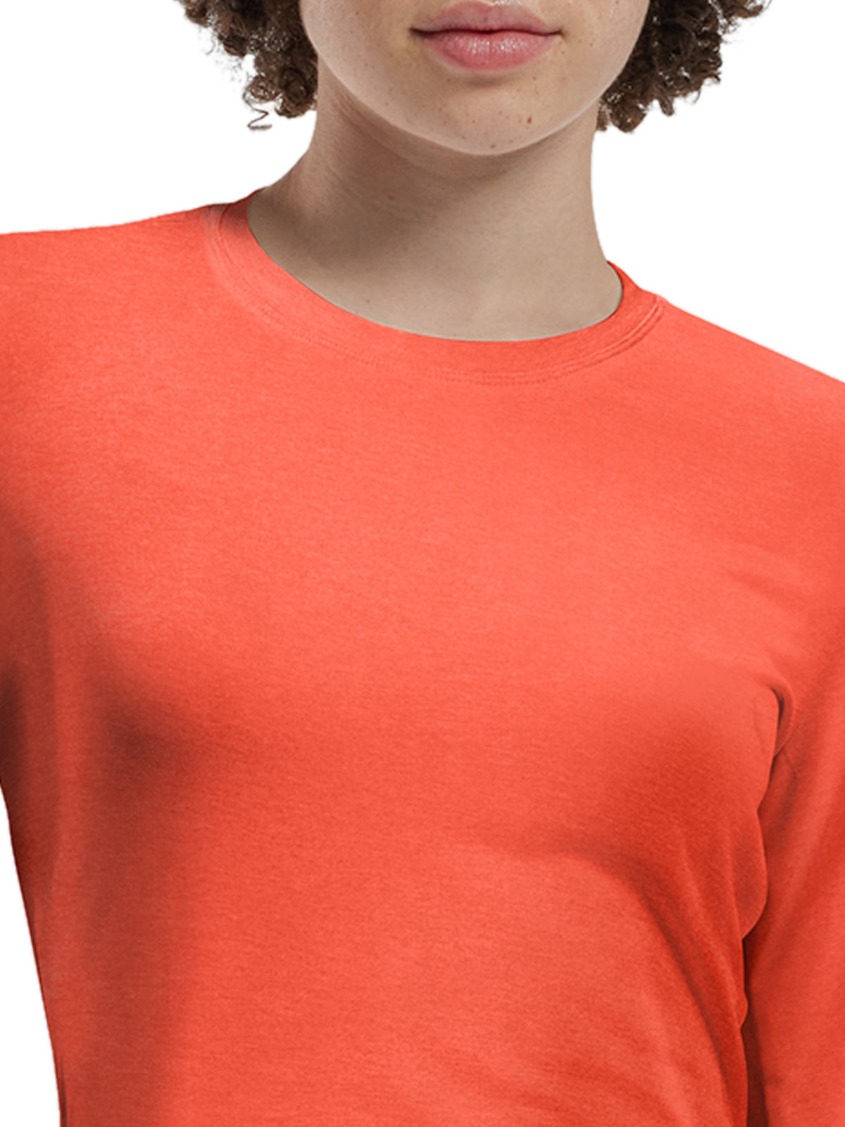 Women's Shirttail Hemline Underscrub Tee - WT311 - Heather Coral Sunset