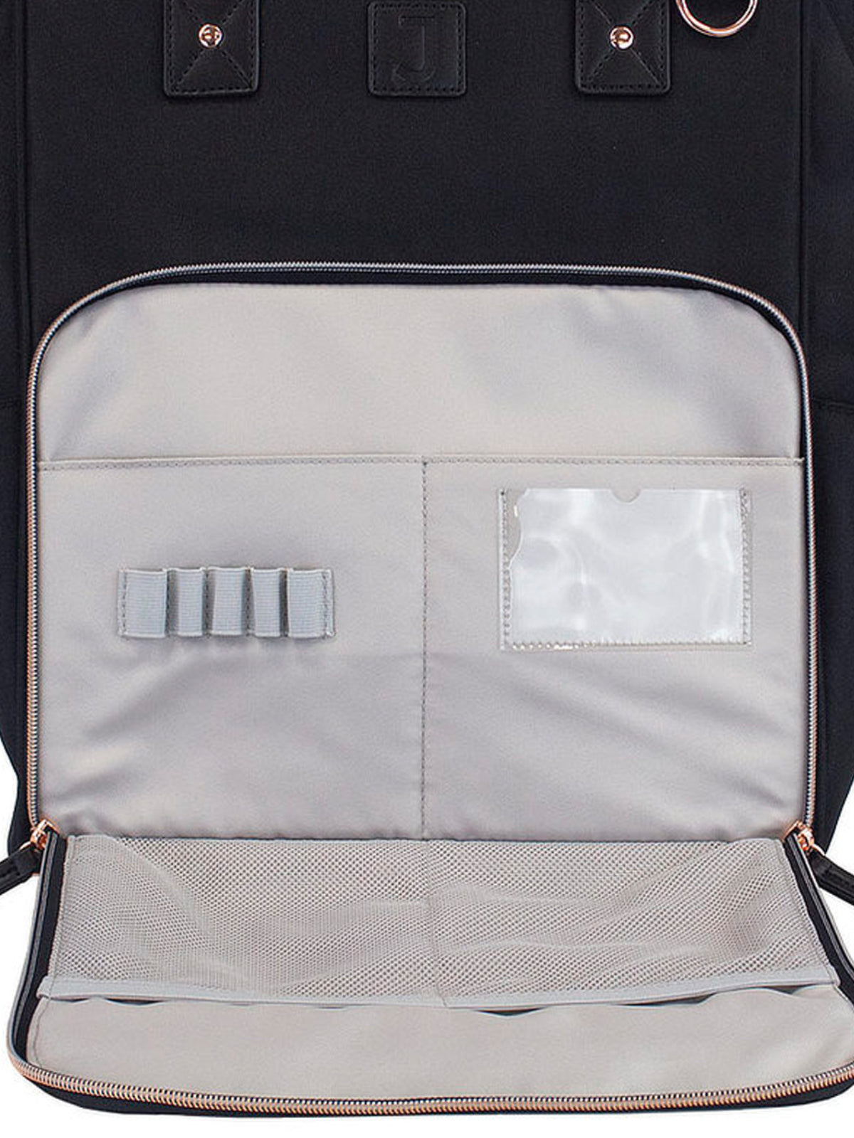 Lightweight Water-Resistant Backpack - SJB1 - Black Rose Gold