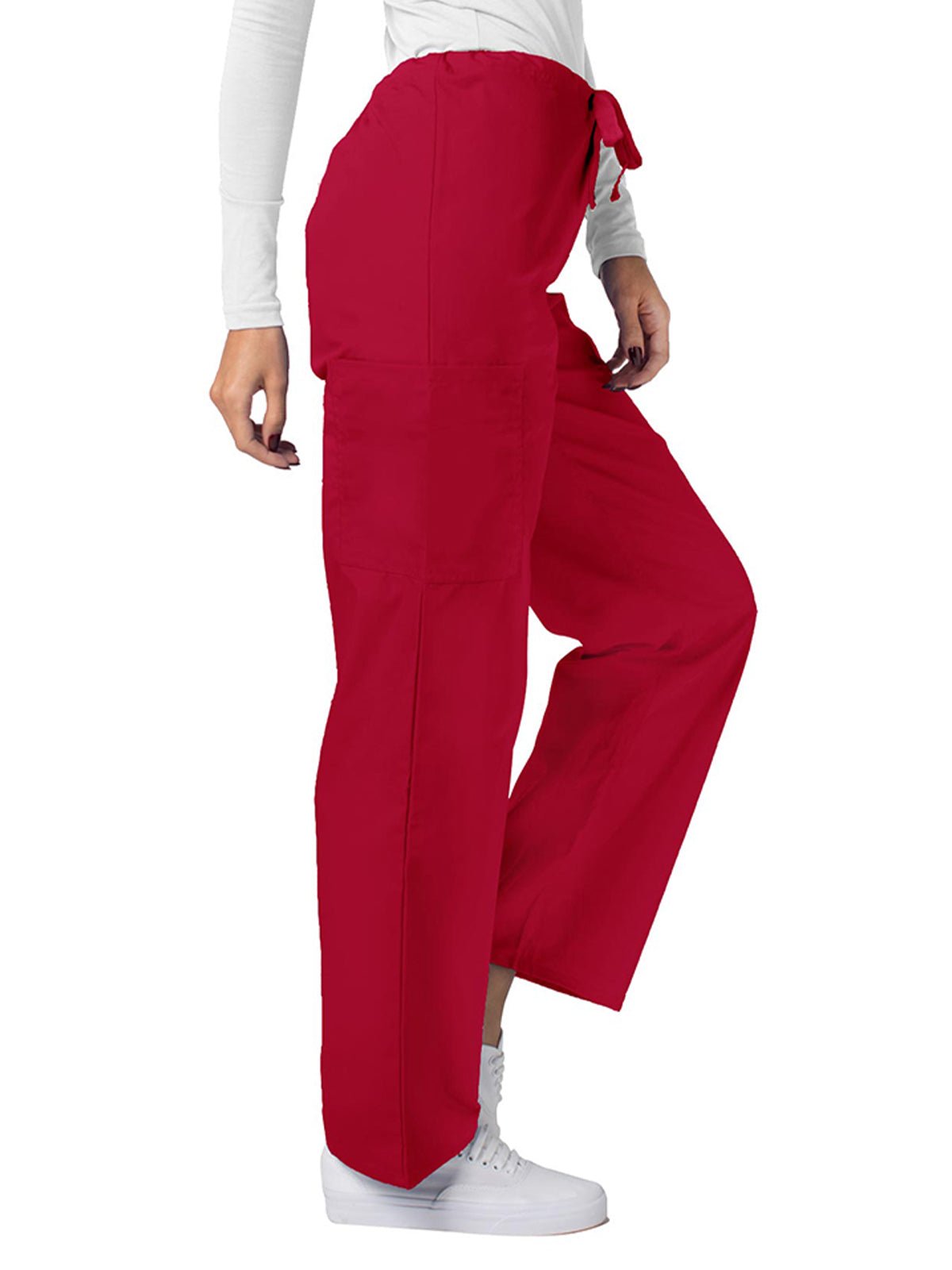 Unisex Natural-Rise Drawstring Tapered Leg Pant - 504 - Red
