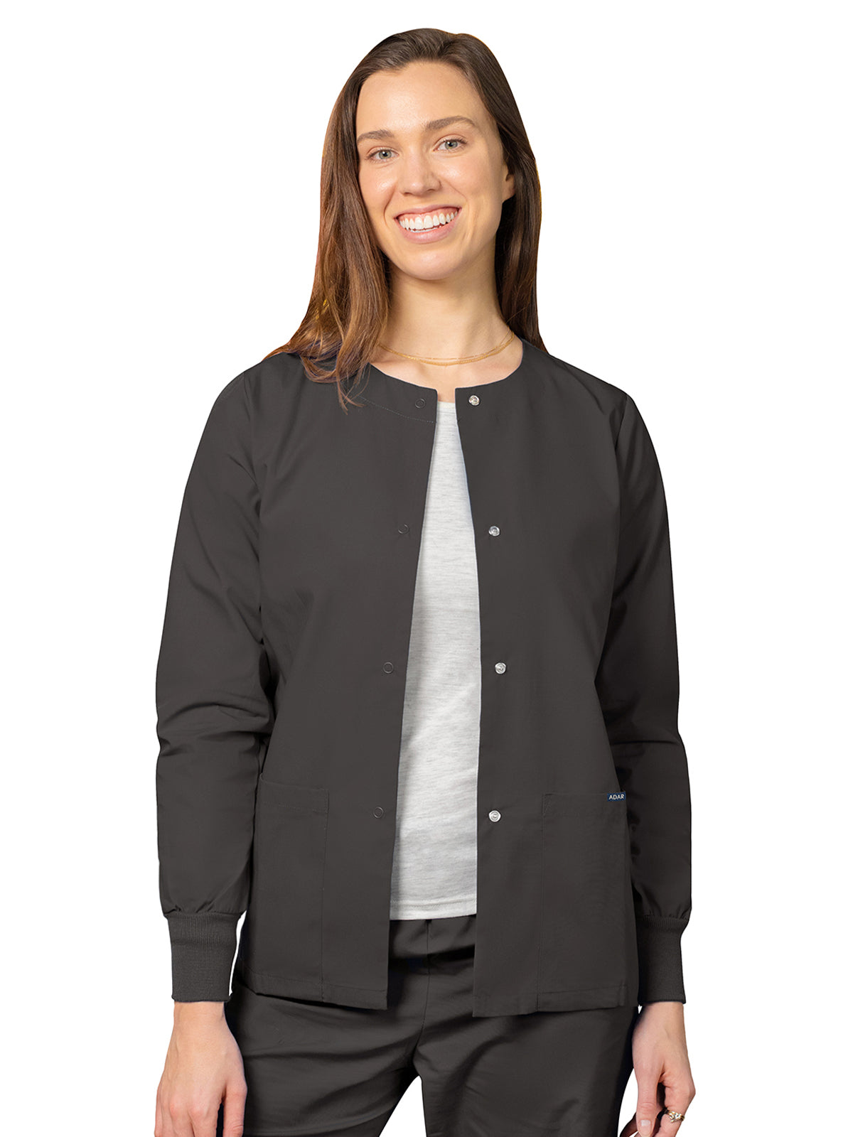 Women's Round Neck Jacket - 602 - Pewter