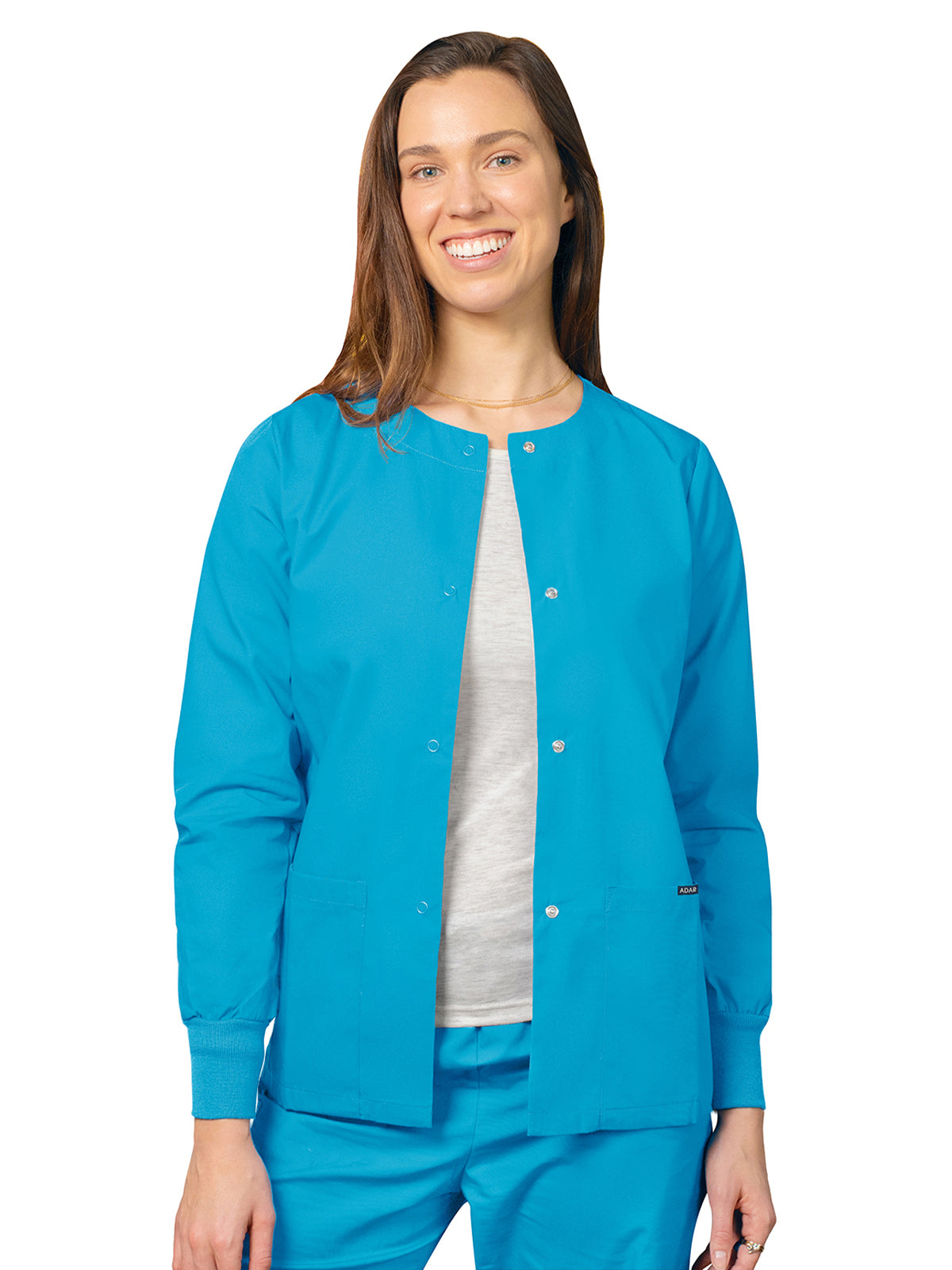 Women's Round Neck Jacket - 602 - Turquoise
