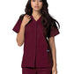 Women's Double Pocket Snap Front Top - 604 - Burgundy