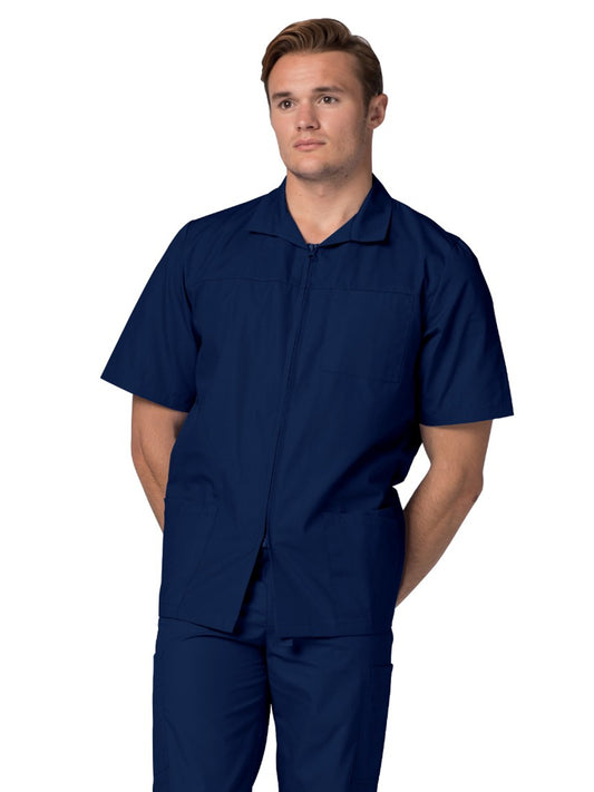 Men's Zippered Short Sleeve Jacket - 607 - Navy