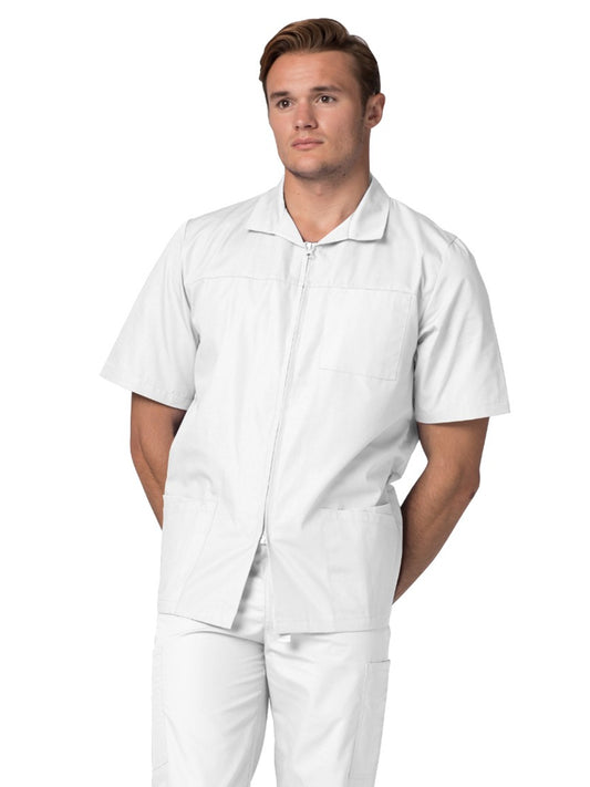 Men's Zippered Short Sleeve Jacket - 607 - White