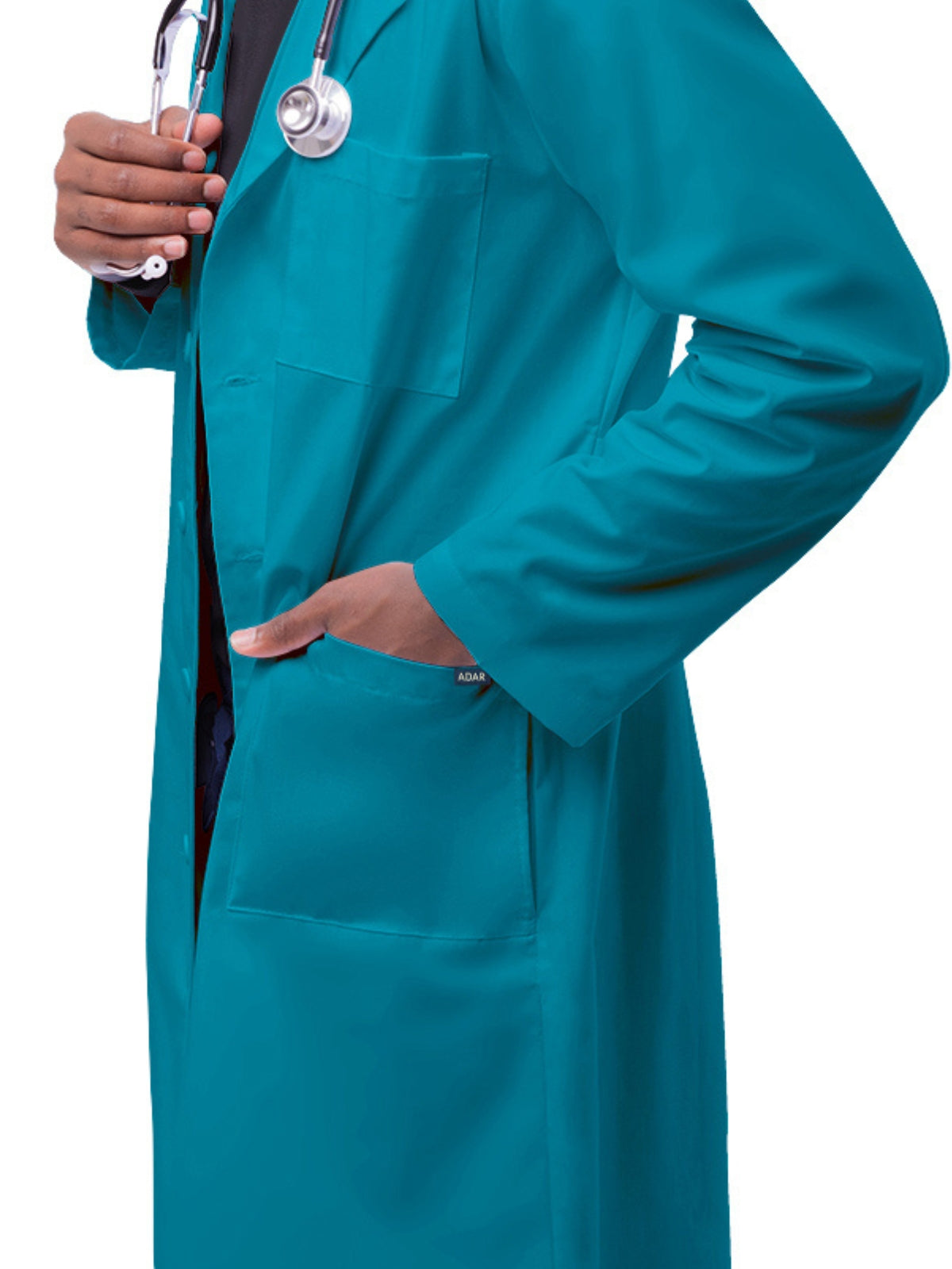 Unisex Five-Pocket 39" Lab Coat - 803 - Teal Blue