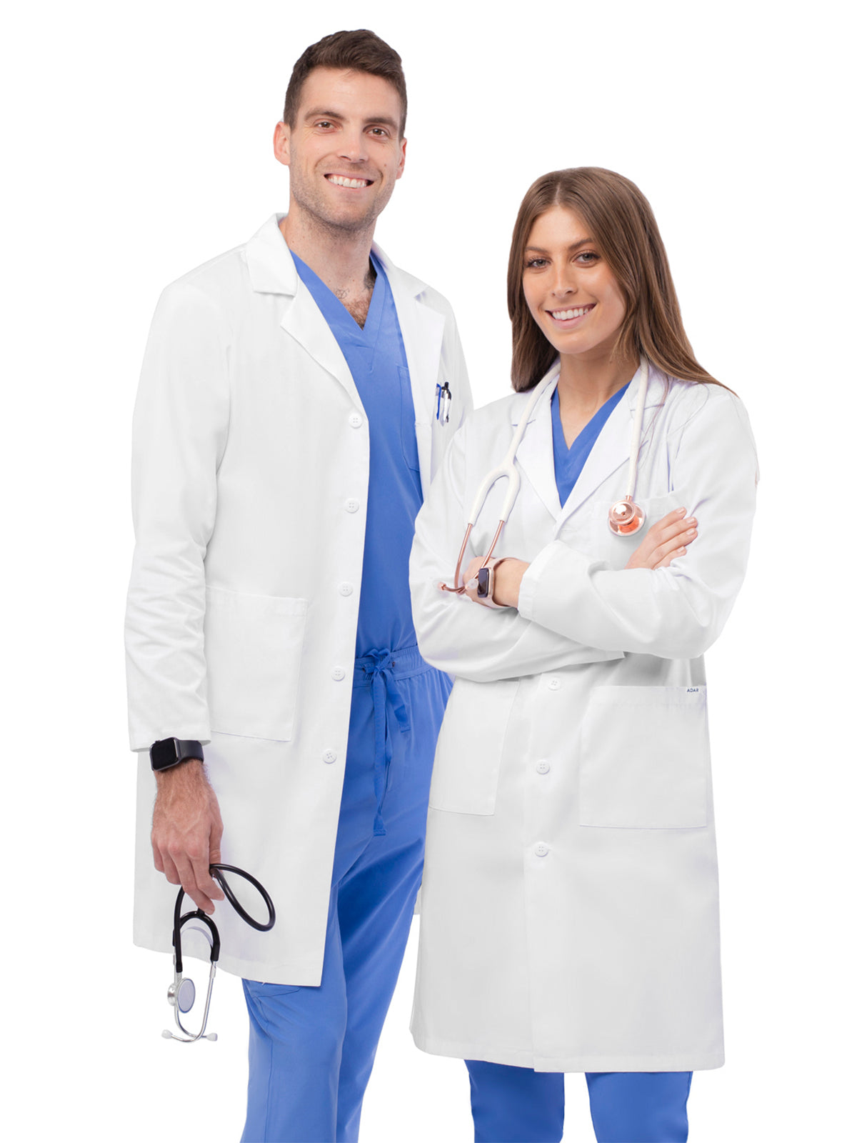 Unisex Four-Pocket 39" Midriff Lab Coat - 808 - White