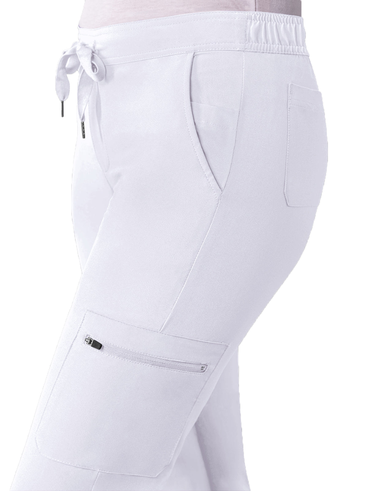 Women's Drawstring Cargo Pant - A6104 - White