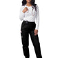 Women's Elastic Drawstring Cargo Pant - S8200 - Black