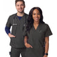 Unisex V-Neck 3 Pocket Top - S8304 - Charcoal