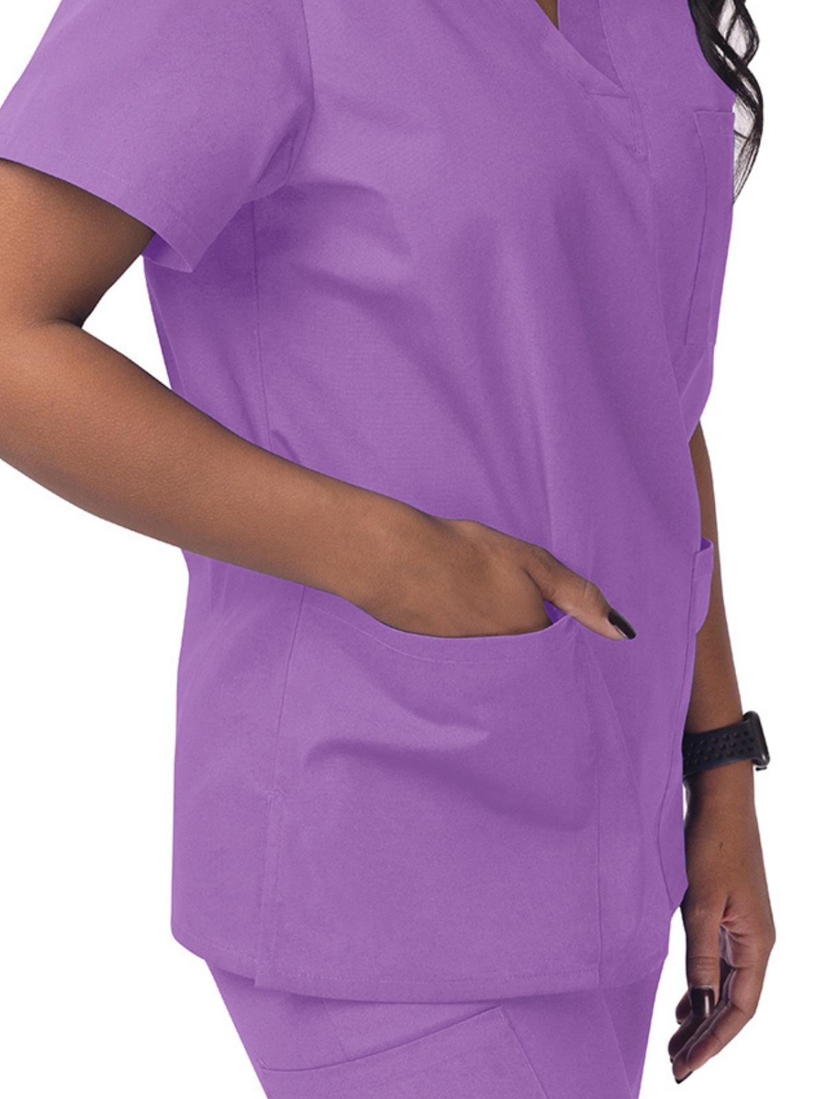 Unisex V-Neck 3 Pocket Top - S8304 - Lavender