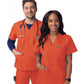 Unisex V-Neck 3 Pocket Top - S8304 - Mandarin Orange
