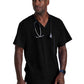 Men's V-Neck Zip Pockets Amplify Top - 0115 - Black
