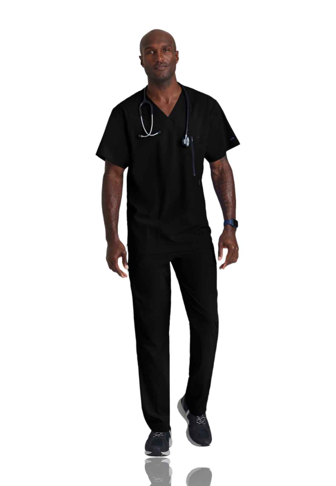 Men's V-Neck Zip Pockets Amplify Top - 0115 - Black