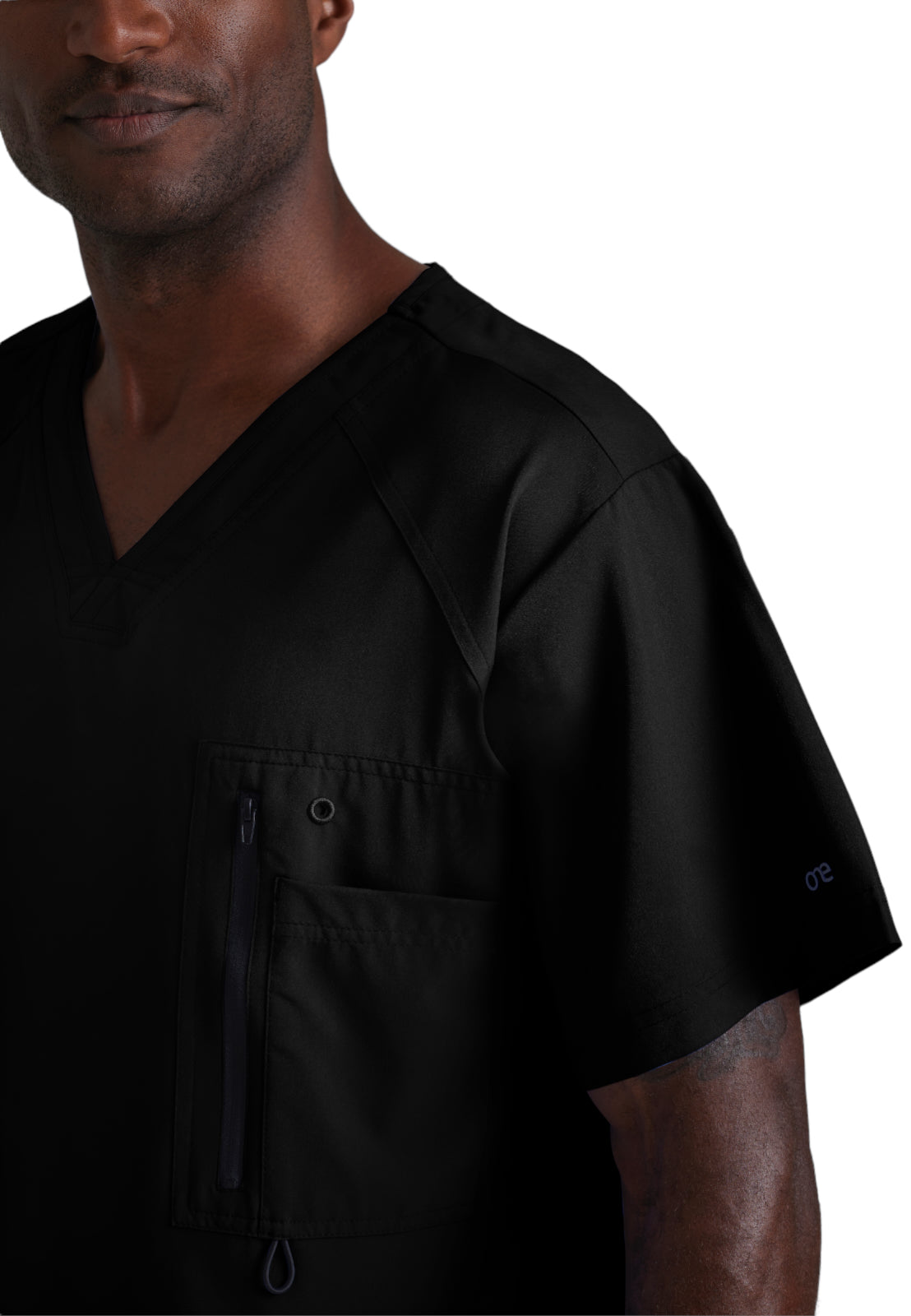 Men's V-Neck Zip Pockets Amplify Top - 0115 - Black
