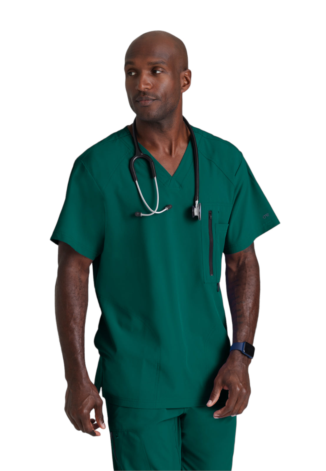 Men's V-Neck Zip Pockets Amplify Top - 0115 - Hunter Green