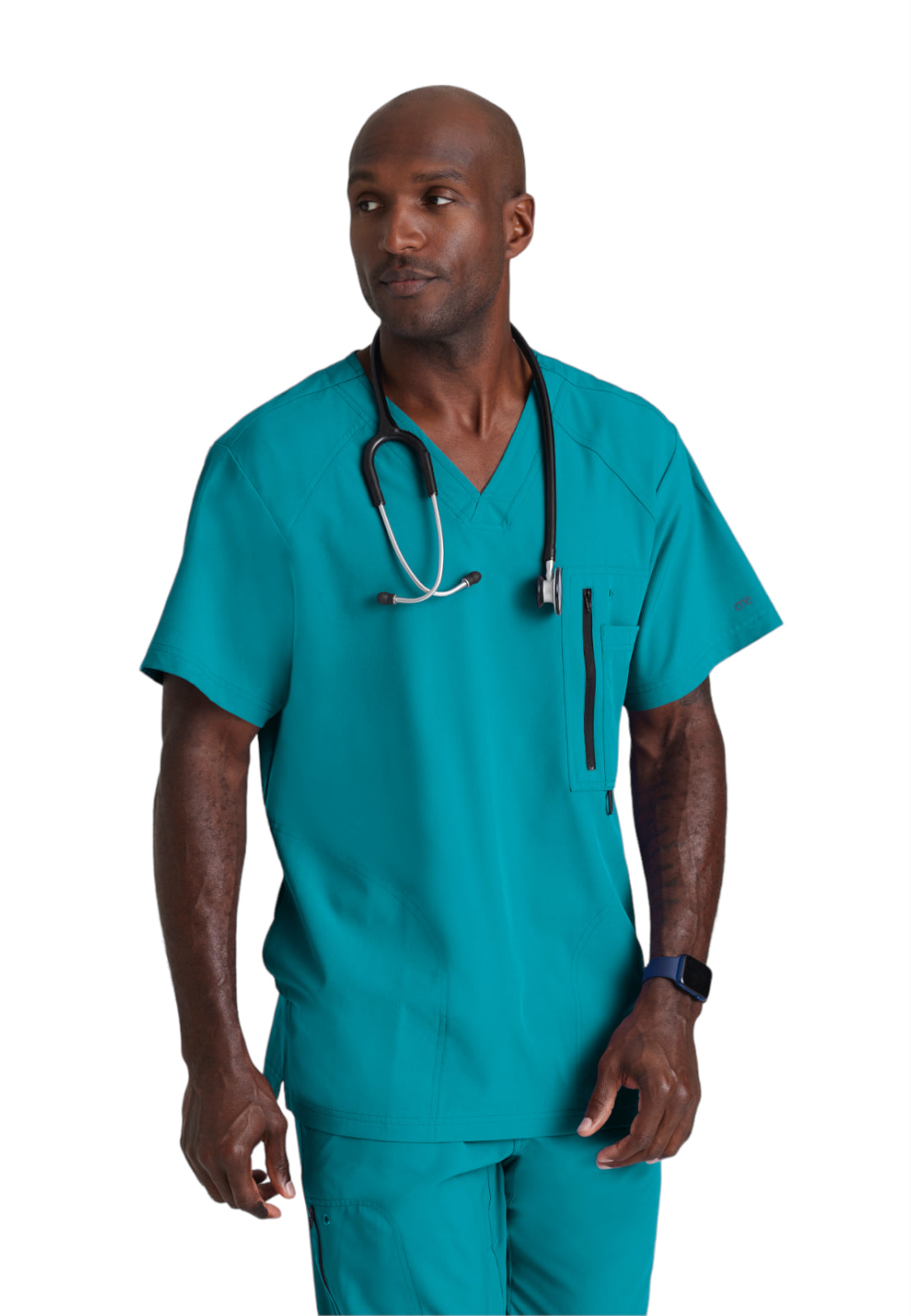 Men's V-Neck Zip Pockets Amplify Top - 0115 - Teal