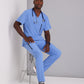 Men's V-Neck Zip Pockets Amplify Top - 0115 - Ciel Blue