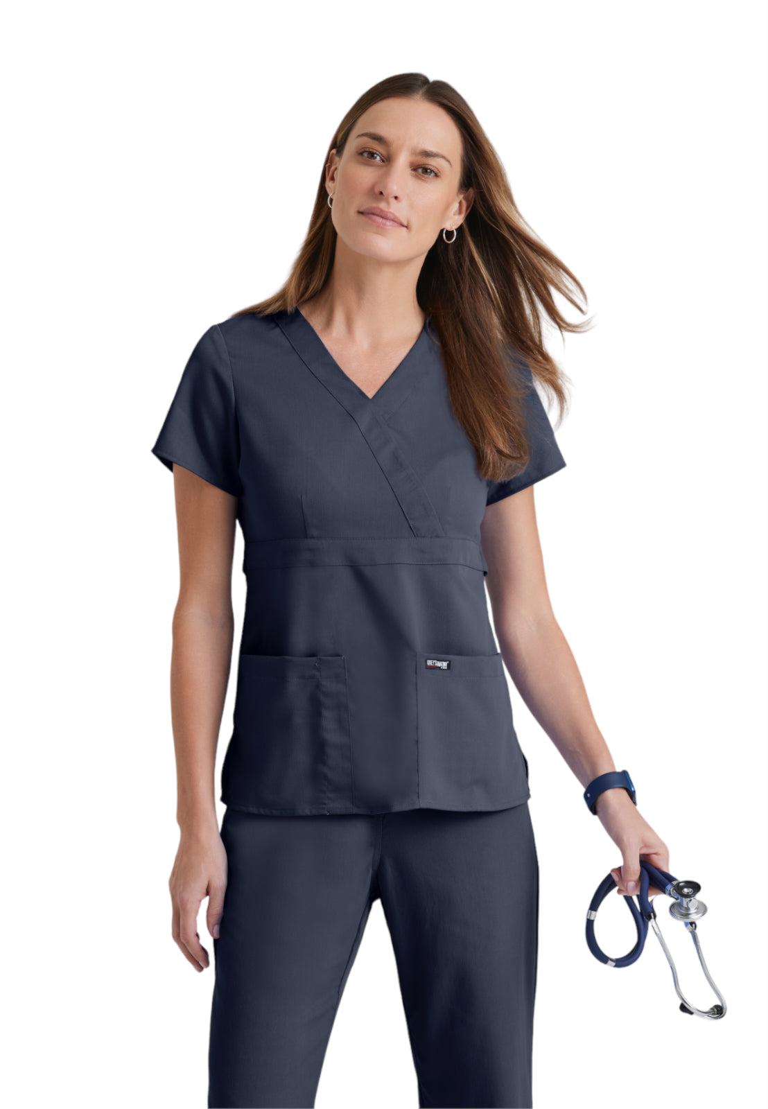 Women's Mock Wrap Riley Top - 4153 - Steel