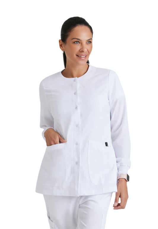 Women's Round Neck Jamie Warm Up Jacket - 4450 - White